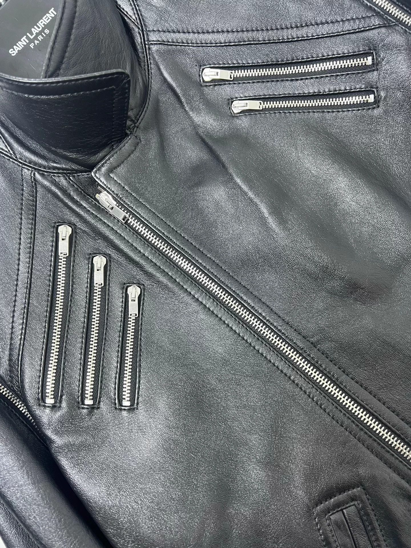 Saint Laurent Paris SLP 15FW 5-Zip Pebbled Lambskin 48 Convertible Biker Jacket Size XL / US 12-14 / IT 48-50 - 3 Thumbnail