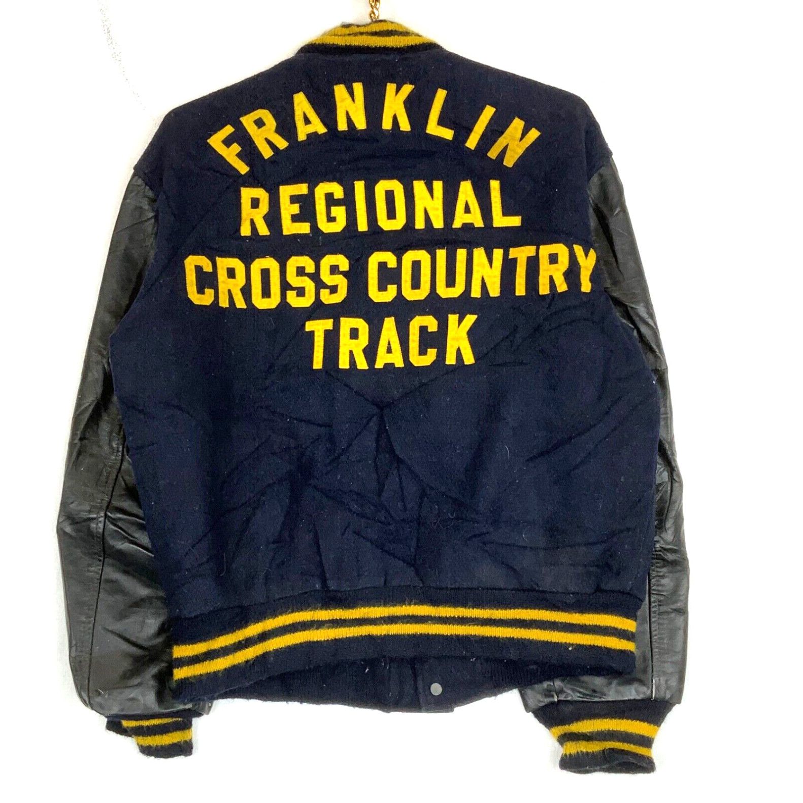 image of Vintage Butwin Franklin Cross Country Track Snap Button Leather Jacket Small in White, Men's