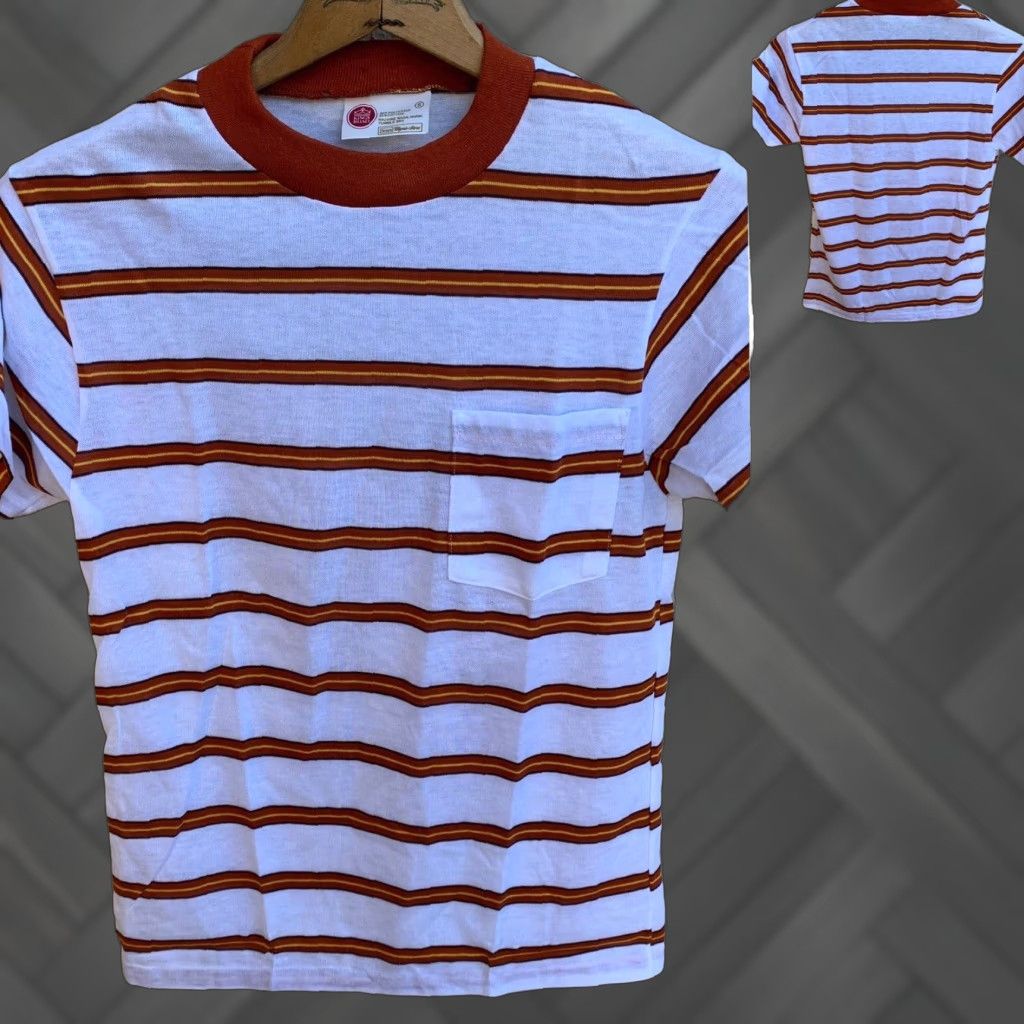 Sears VINTAGE Kings Road Sears Mens Store striped pocket t shirt single stitch Size S Size US S / EU 44-46 / 1 - 1 Thumbnail