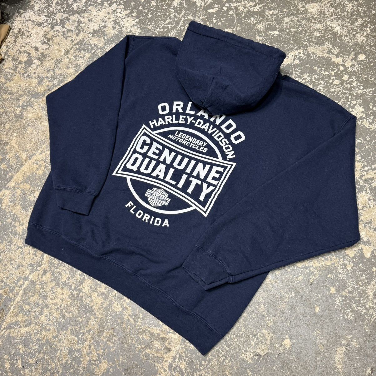 Harley Davidson Vintage Harley Davidson Orlando Navy Hoodie Sweatshirt Size US XL / EU 56 / 4 - 4 Thumbnail