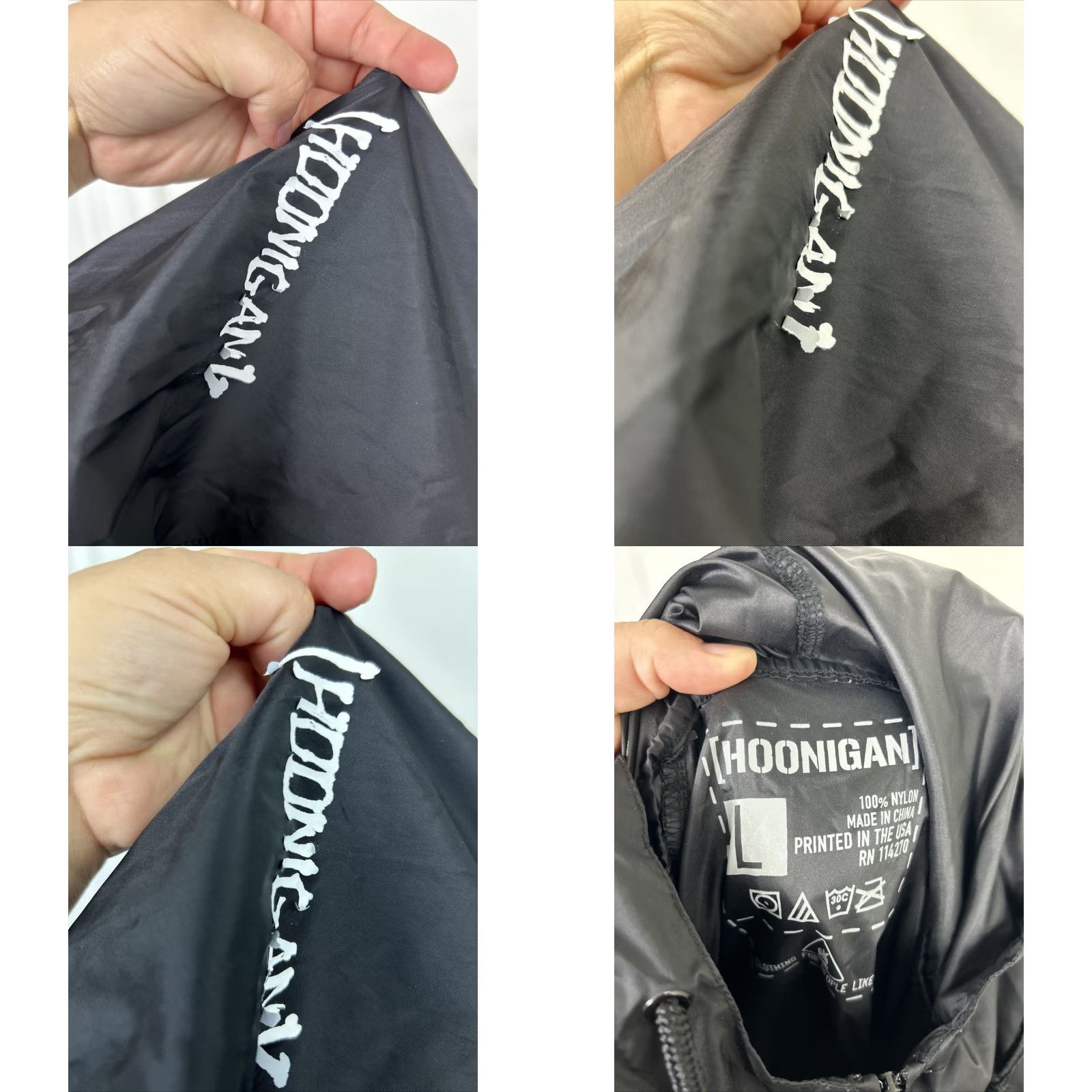 Vintage Hoonigan Jacket Windbreaker Hooded Nylon 1/4 Zip L Black Mens Size US L / EU 52-54 / 3 - 8 Thumbnail