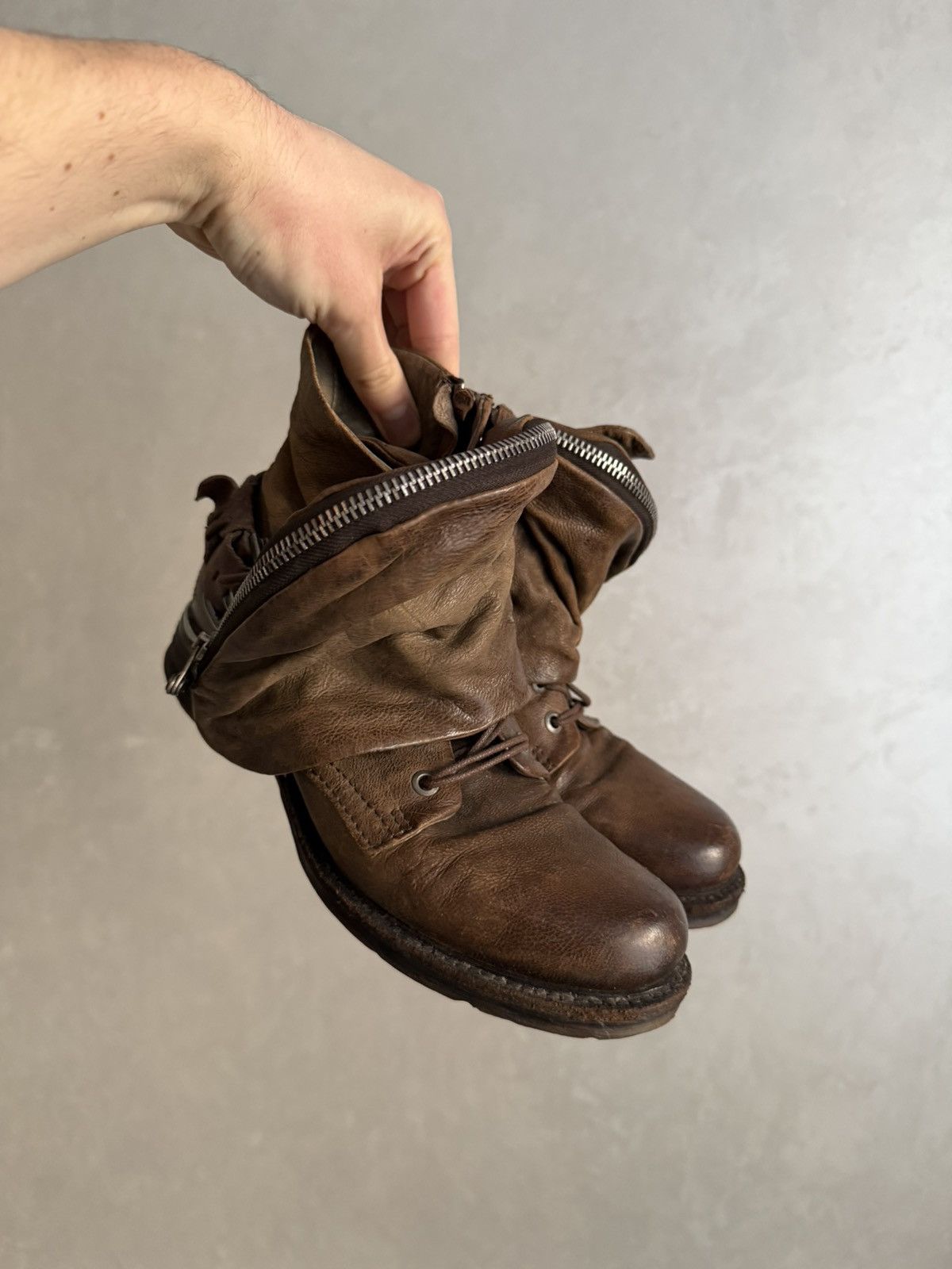 A.S.98 Vintage Italian AS 98 Rick Owens Style Leather Biker Boots Size US 7 / IT 37 - 4 Thumbnail