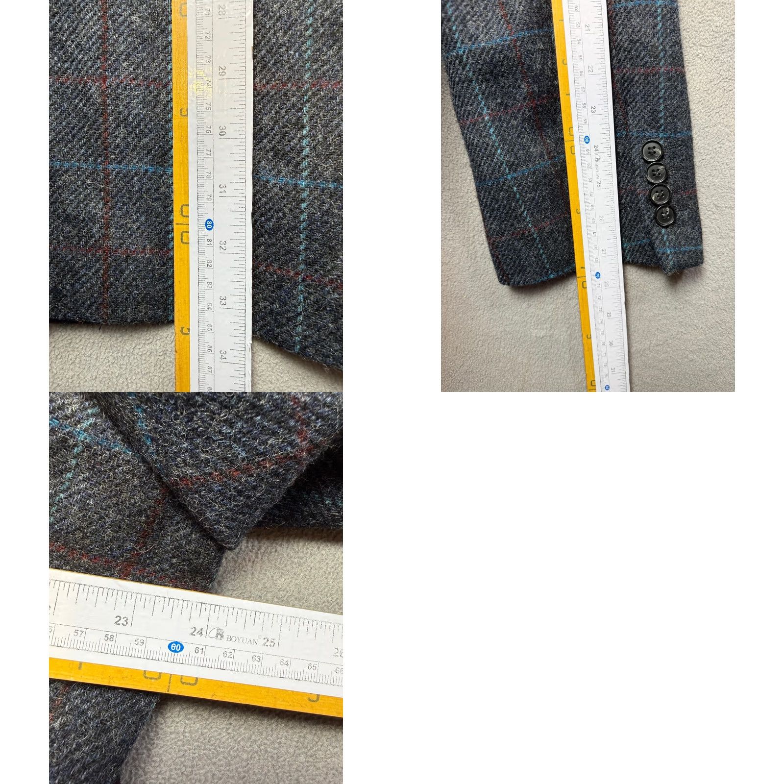 Chester Barrie Chester Barrie Blazer Mens 46L Wool Gray Check Savile Row Tuxedo Style Jacket Size 46R - 11 Thumbnail