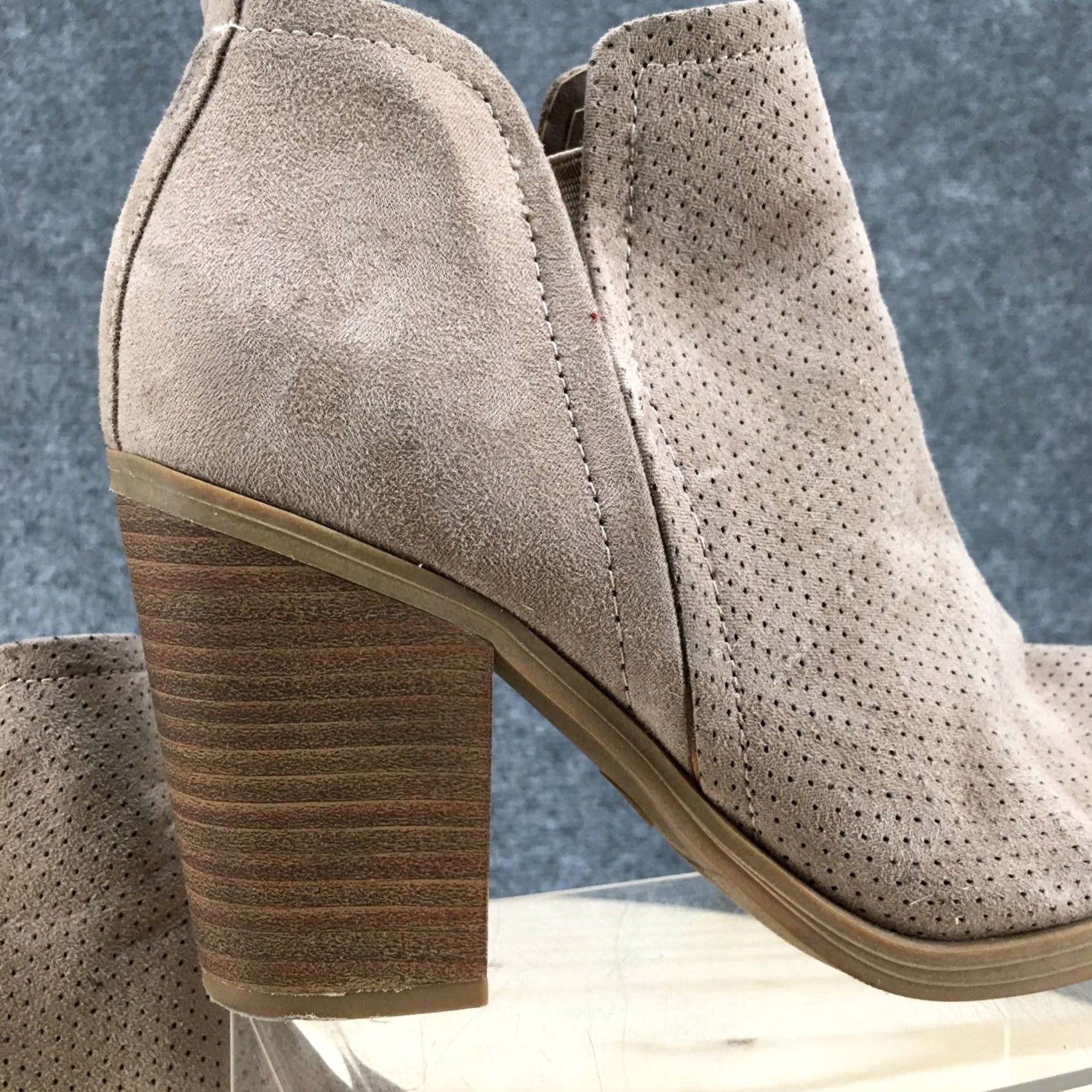 Vintage Universal Thread Avalyn Bootie Womens 7.5 Brown Slip On Perforated Ankle Bootie Brown Boots Womens 7.5 Casual Fall Spring Winter Block Heel Size US 8 / IT 38 - 4 Thumbnail