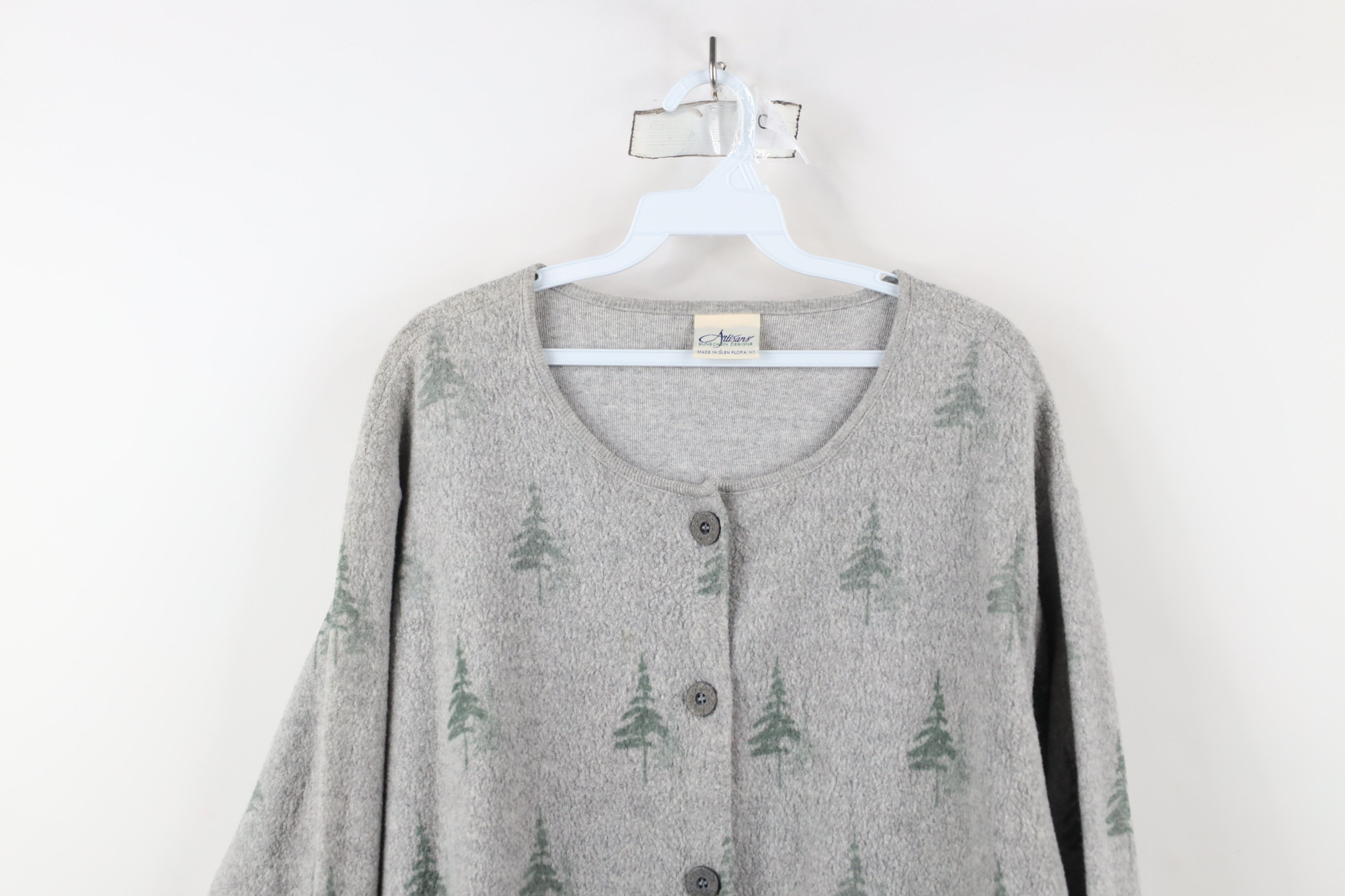 Vintage Vintage 90s Streetwear Print Fleece Cardigan Sweater USA Size L / US 10 / IT 46 - 2 Thumbnail