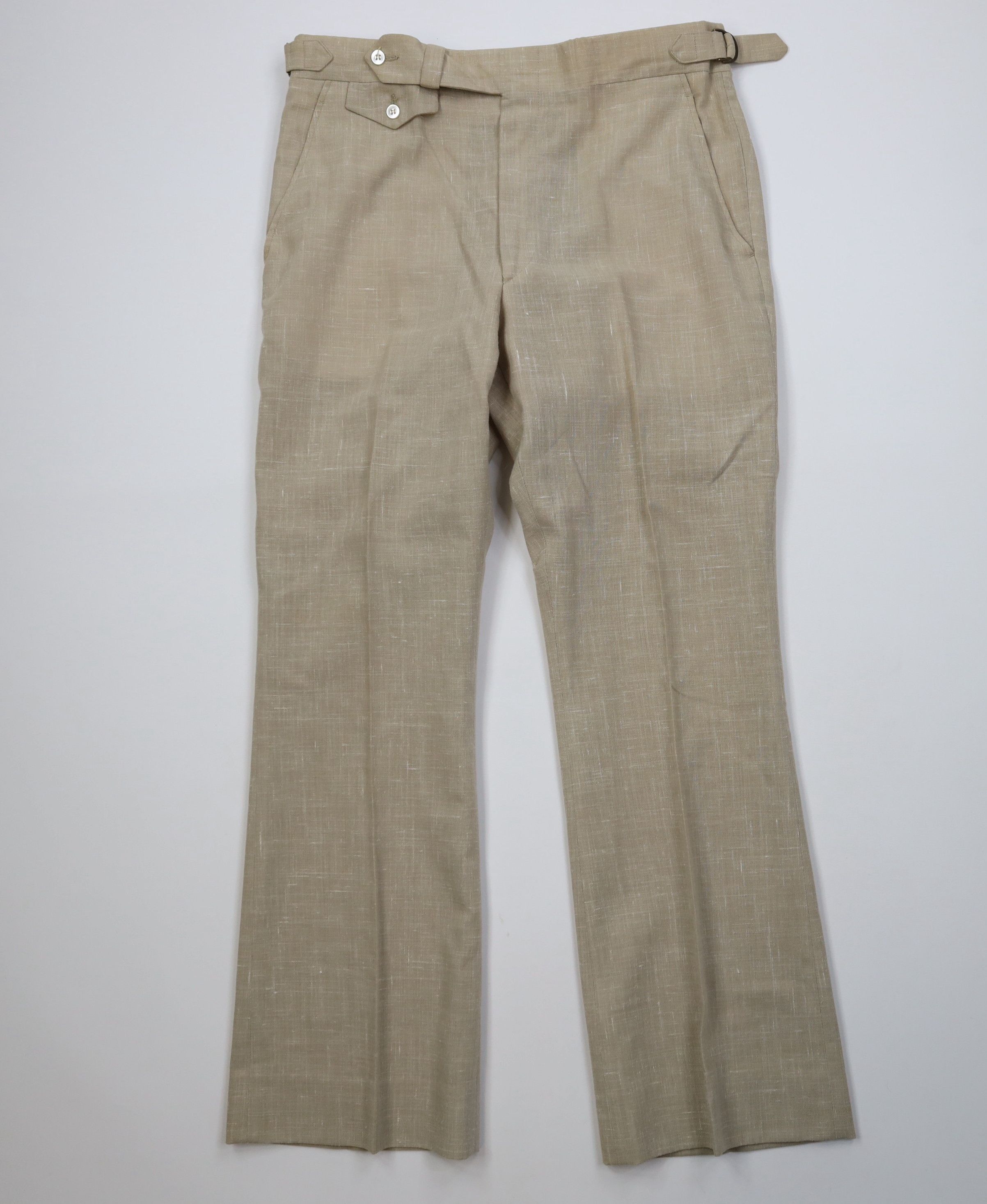 Vintage Vintage 70s Atomic Fleck Side Buckle Linen Wide Leg Pants Size US 34 / EU 50 - 1 Thumbnail