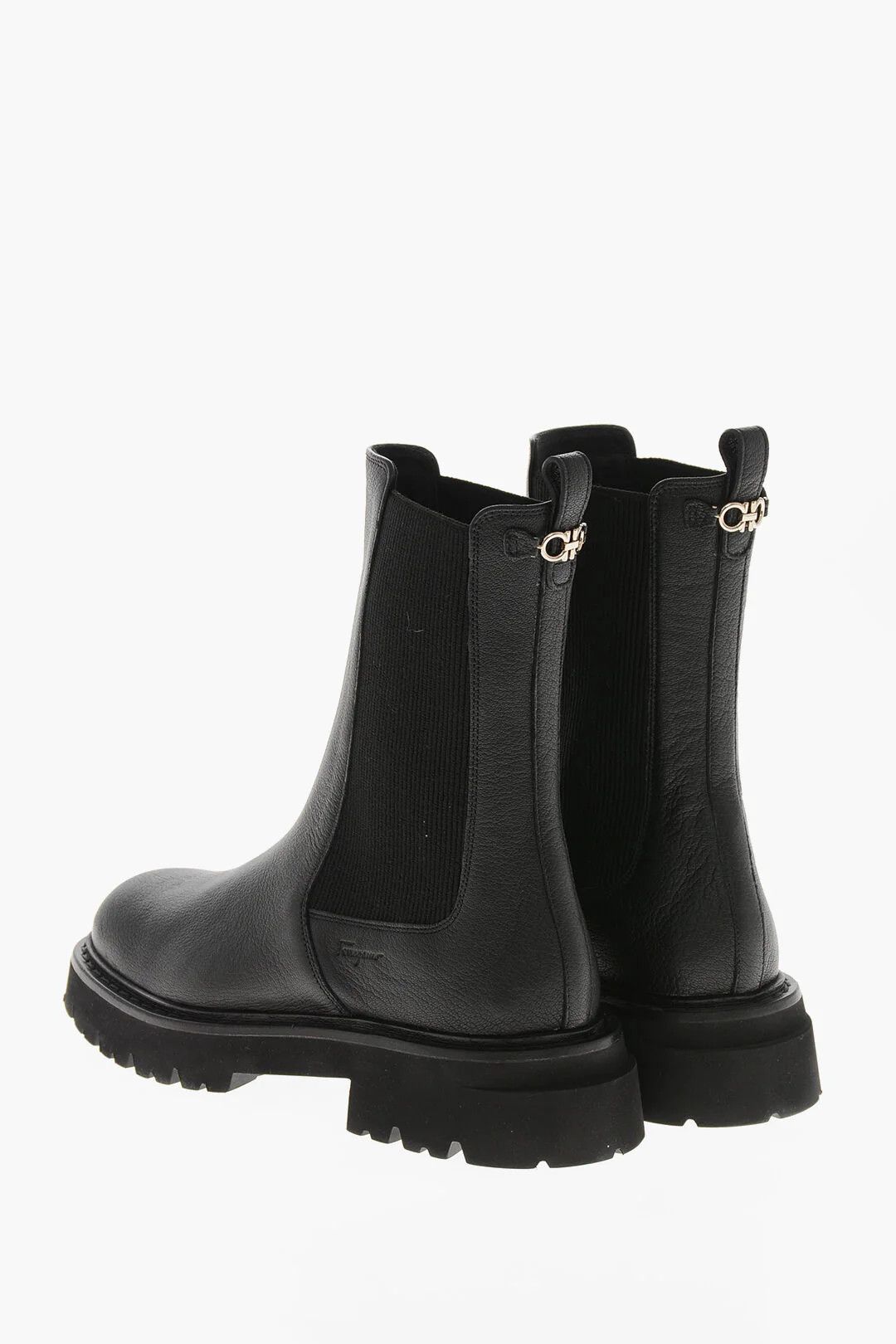 Salvatore Ferragamo og1mm0426 Hammered Leather Chelsea Ankle Boots in Black Size US 10.5 / IT 40.5 - 2 Thumbnail