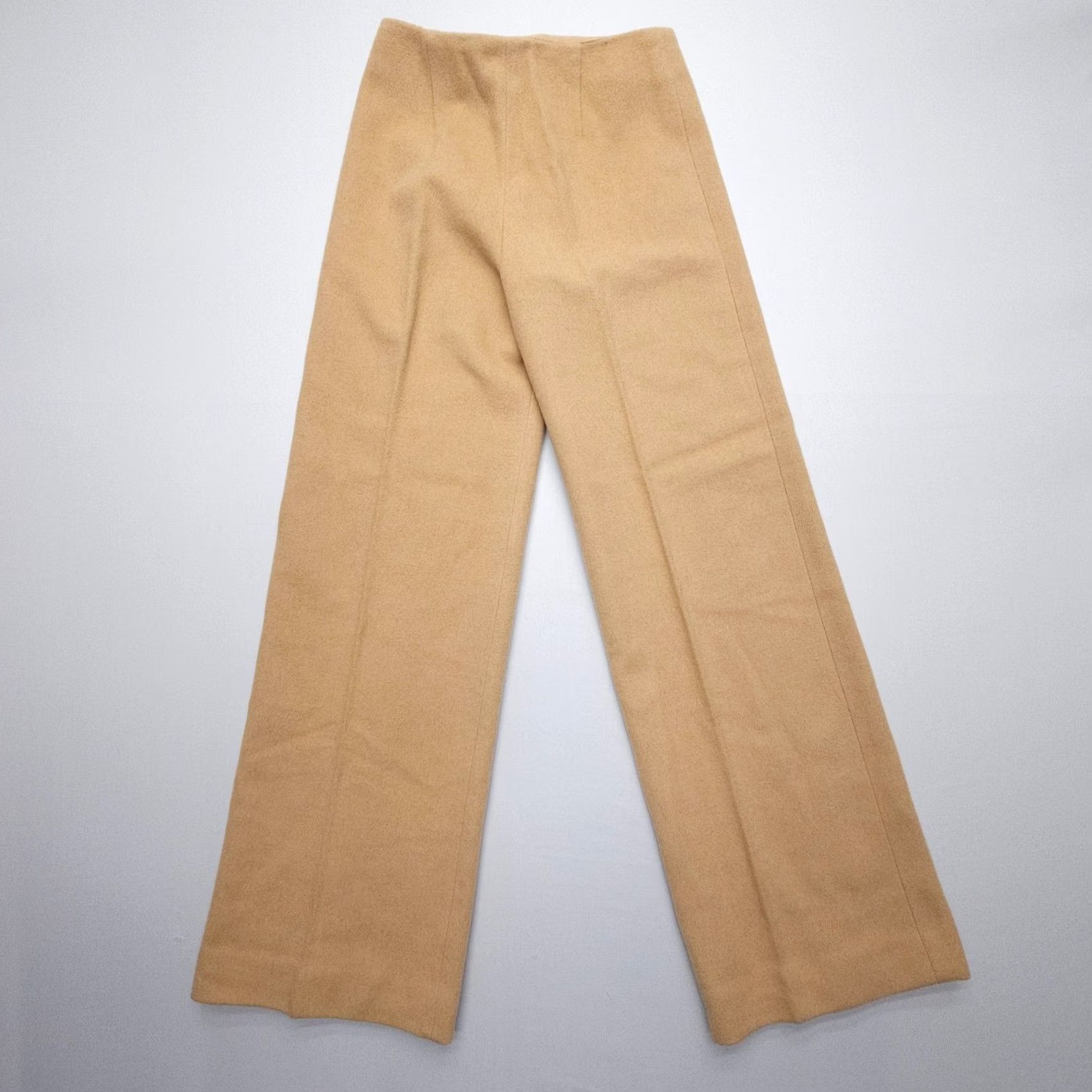 Jaeger VINTAGE Jaeger Wool Camel Hair Wide-Leg Trousers 27 x 33" Britain 80s 90s Womens Pants Size 27" / US 4 / IT 40 - 2 Thumbnail