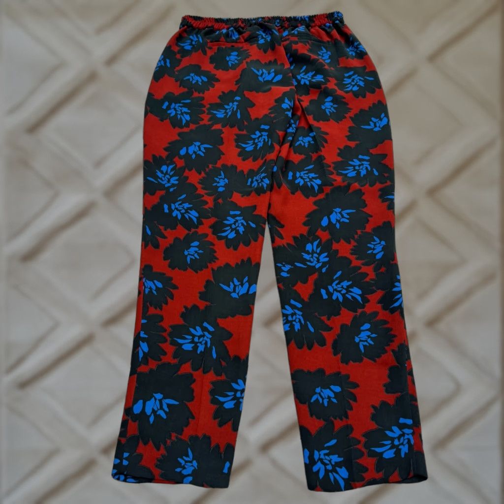 J.Crew J.Crew Pants Womens 8 Firework Floral Tapered Pull On Boho Casual Red Blue Black Size 30" / US 8 / IT 44 - 1 Thumbnail