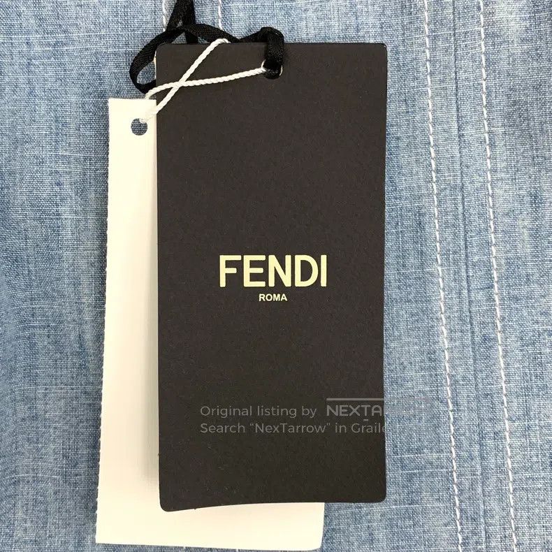 Fendi Fendi Light Blue Double F Embroidered Cotton Side-Slit Cas Size 24" / US 00 / IT 34 - 8 Thumbnail