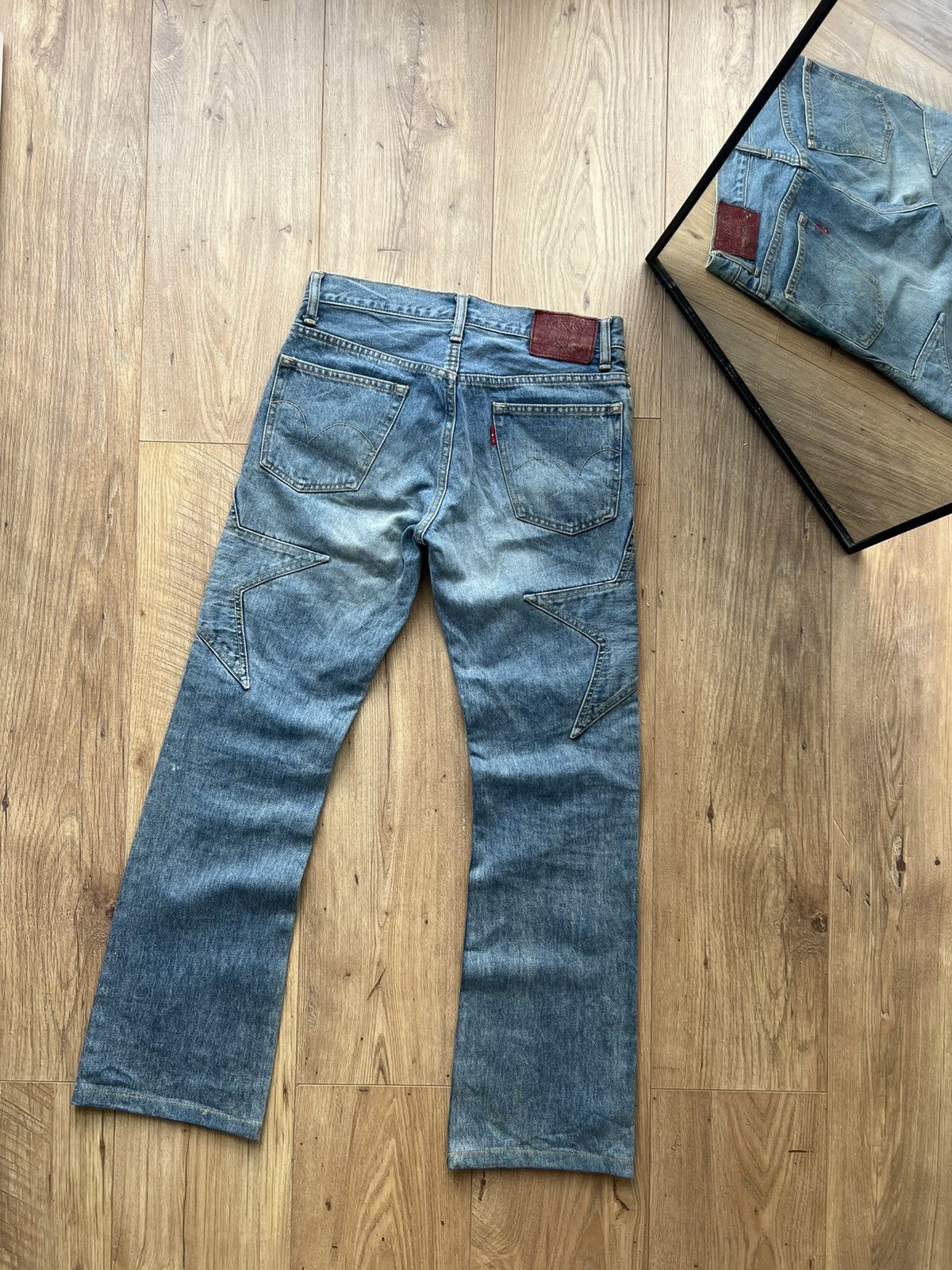 HYSTERIC GLAMOUR STAR PATCH KINKY JEANS Y2K RARE FLATR DENIM