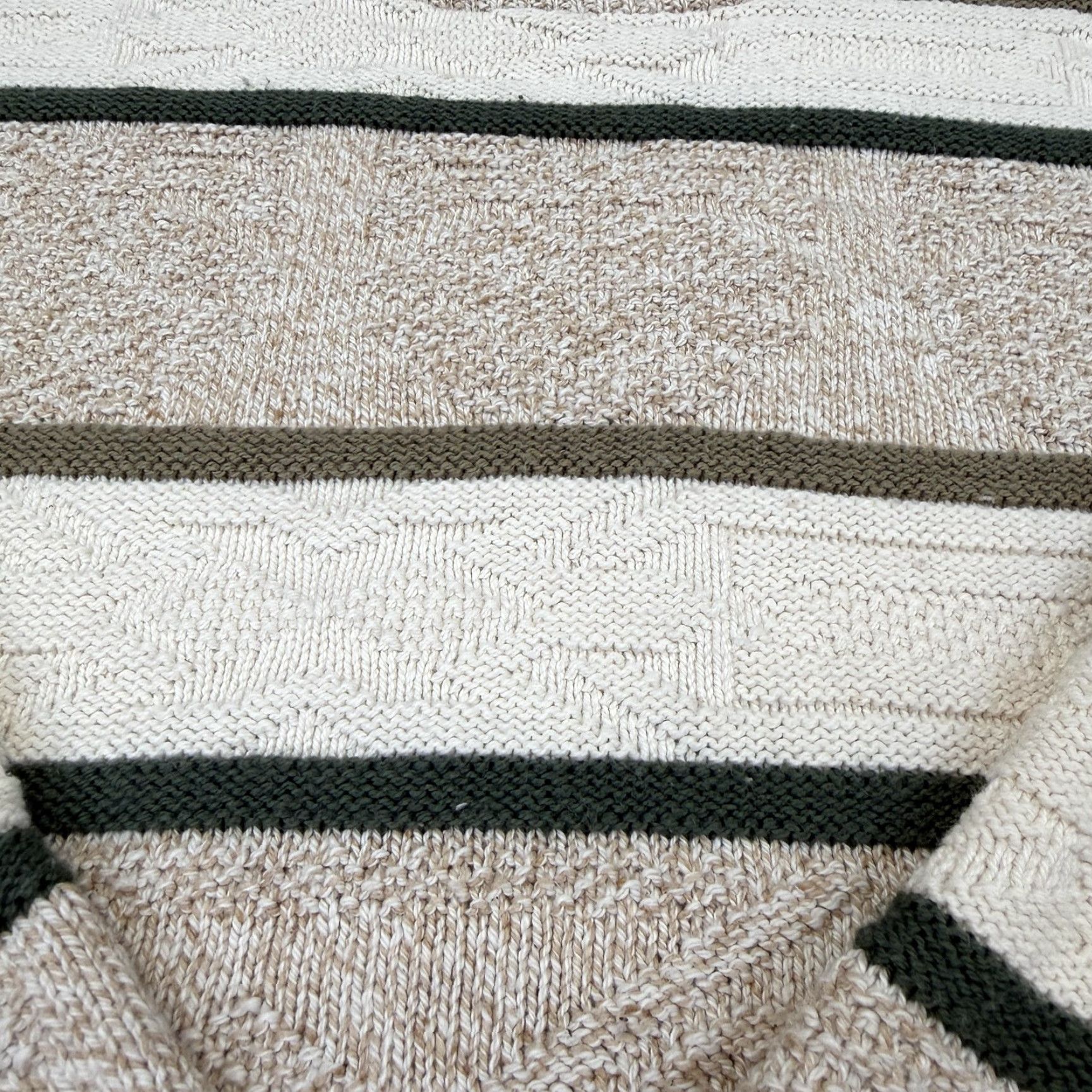 Vintage VINTAGE Munsingwear Sweater Mens Large Beige Striped Cotton Knit Made USA 90s Size US L / EU 52-54 / 3 - 4 Thumbnail