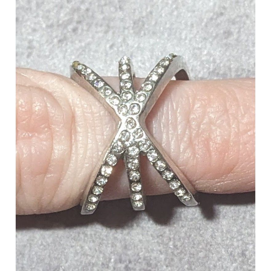 Other Elegant Glam Rhinestone Silver Tone Triple Crossover Ring Si Size ONE SIZE - 11 Thumbnail