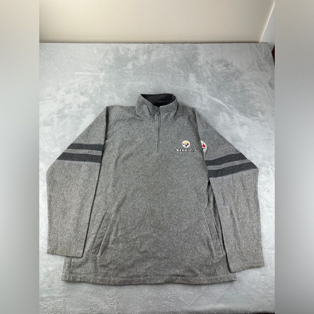 NFL Vtg Pittsburgh Steelers Grey 1/4 Zip Polyester jacket size Size US L / EU 52-54 / 3 - 1 Thumbnail