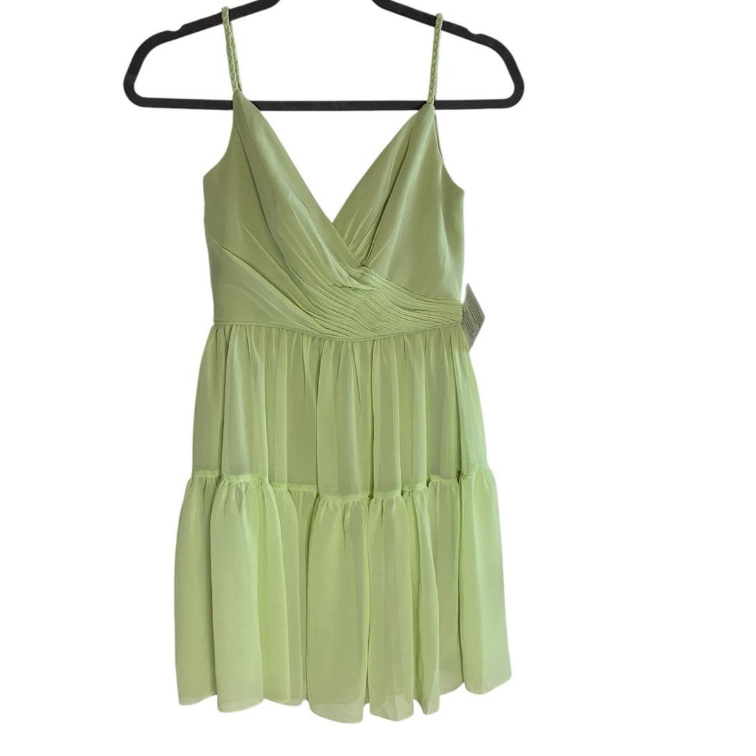 Mac Duggal Ieena for Mac Duggal Lime Green Tiered Mini Dress Size 0 Size XS / US 0-2 / IT 36-38 - 1 Thumbnail