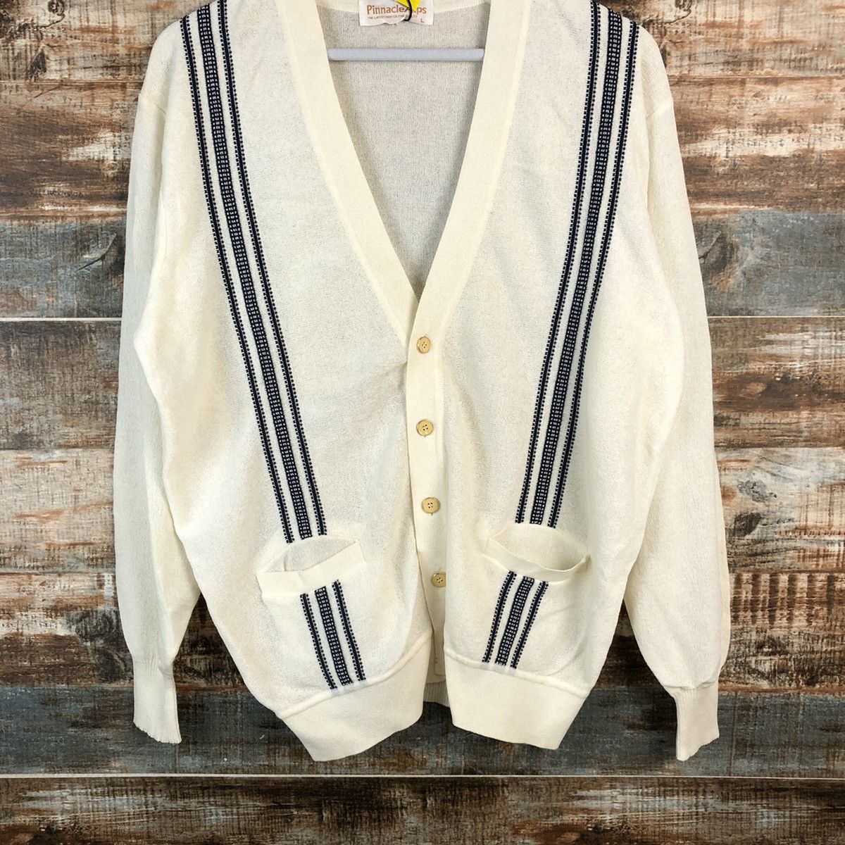 Homespun Knitwear × Japanese Brand DLL Pinnacle Alps vintage White Cardigan Knitwear #C455 Size US L / EU 52-54 / 3 - 3 Thumbnail