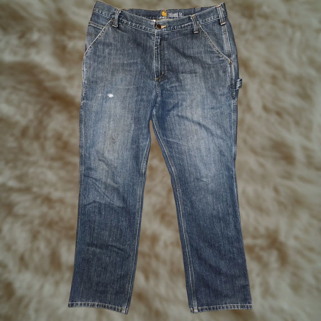 Carhartt Carhartt Jeans Men 36x31 Distressed Blue Carpenter Denim Straight Relaxed Mid Rise 90s USA Logo Size US 36 / EU 52 - 1 Thumbnail