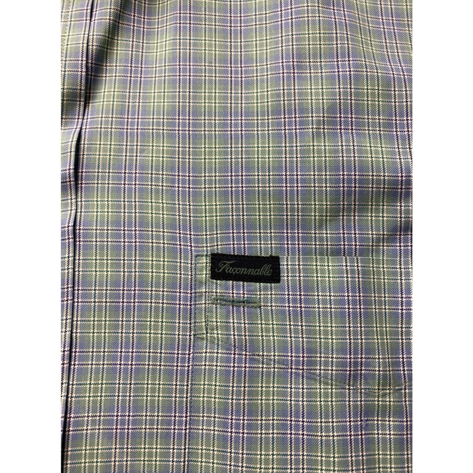 Faconnable VINTAGE Faconnable Shirt Aqua Plaid Long Sleeve XL Men's Cotton Button-Down Collared 52in Chest Early 2000s Utility Casual Wear Size US XL / EU 56 / 4 - 3 Thumbnail
