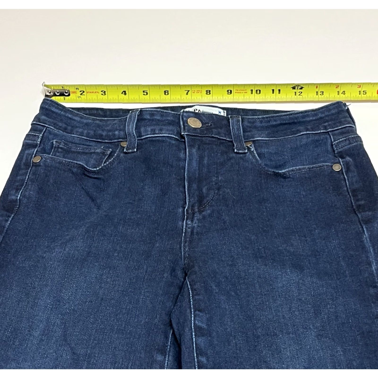 Paige PAIGE Jeans Womens 28x30 Blue Dark Wash Bootcut Stretch Denim Slim Solid Zip Regular Inseam 30in Mid Rise 8.5-10.5in Mexico Boys Girls Mens Womens Size 28" / US 6 / IT 42 - 3 Thumbnail