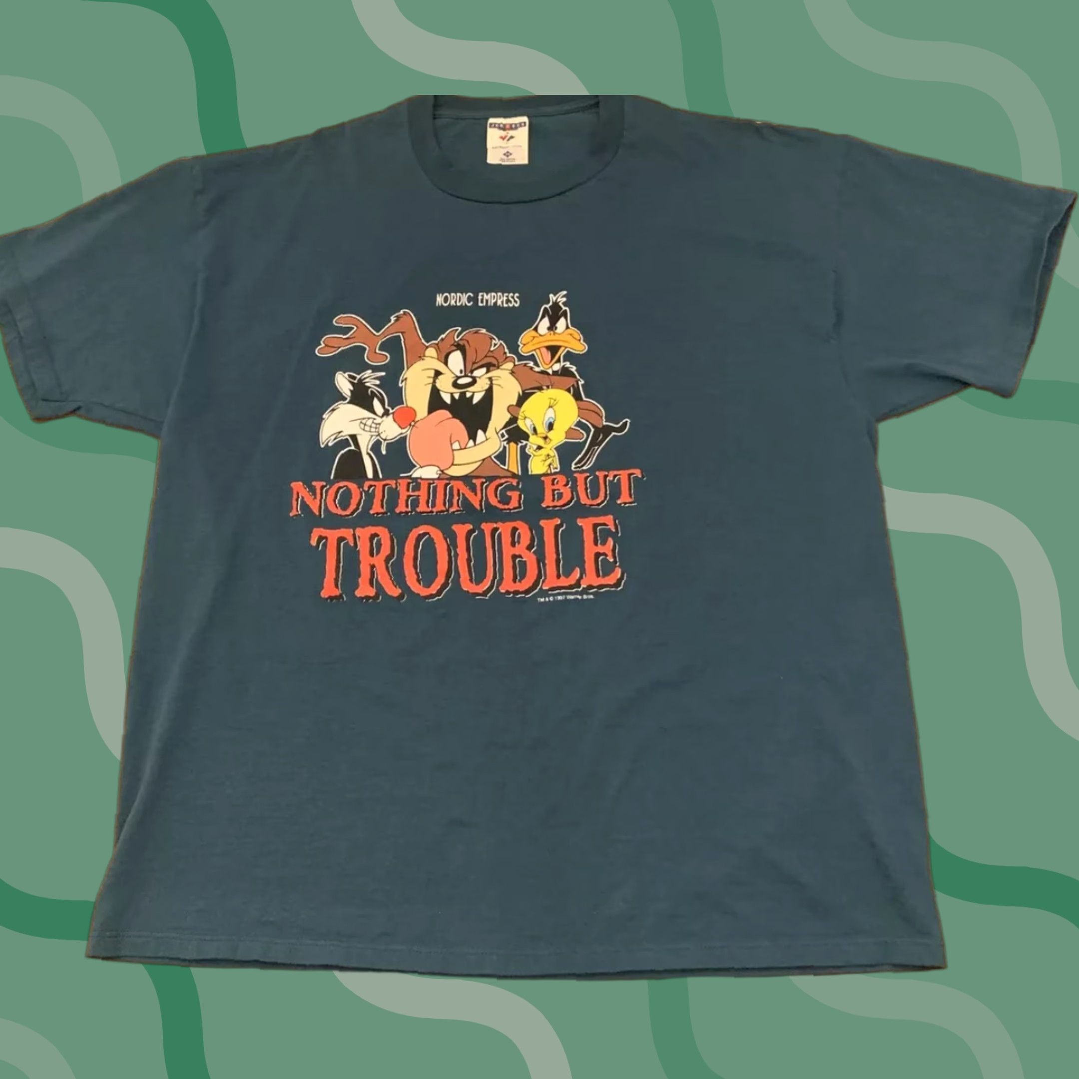 Vintage VINTAGE Looney Tunes Nordic Empress Cruise Ship T-Shirt 2XL Adult Green Mens Size US XXL / EU 58 / 5 - 1 Thumbnail