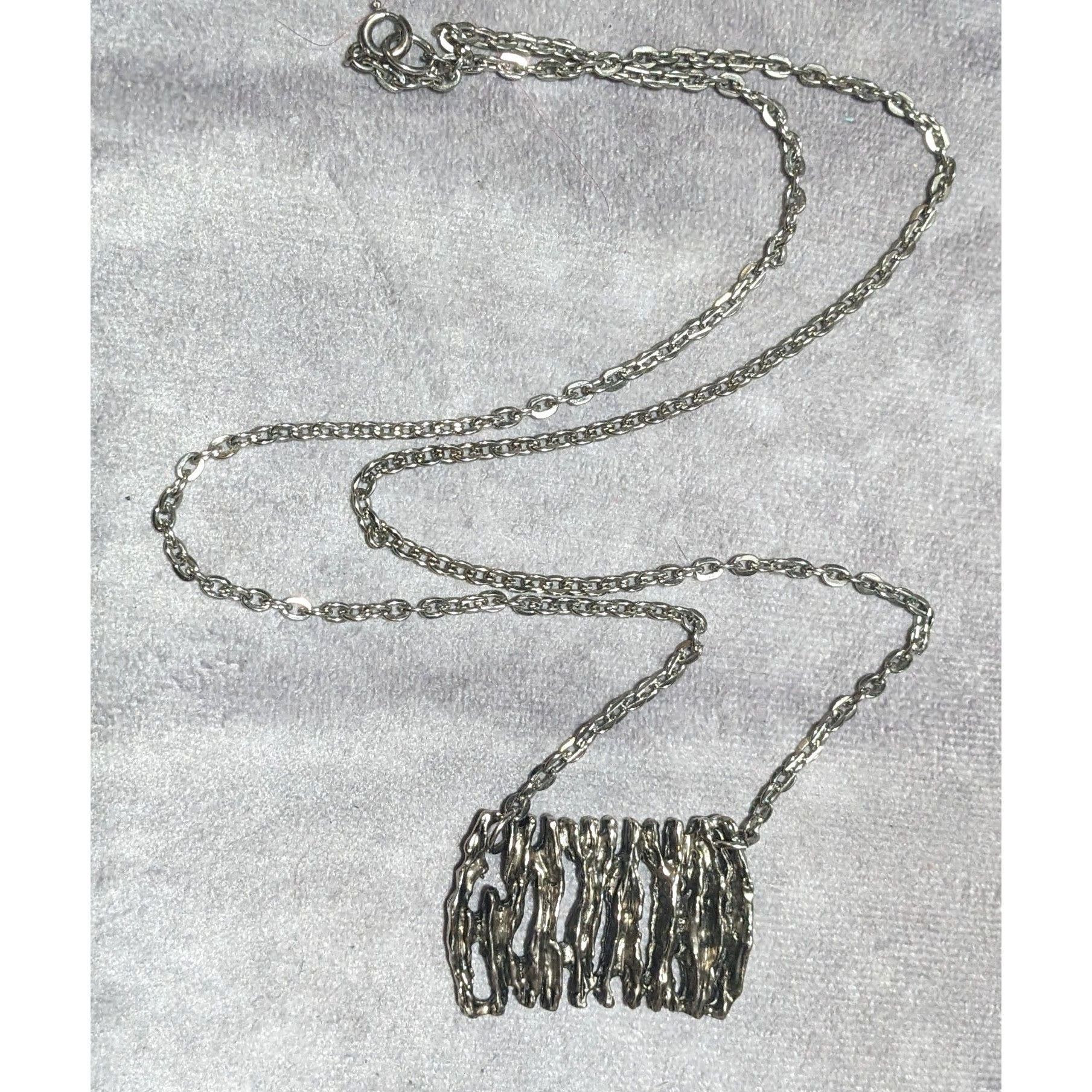 Other Abstract Silver Tree Bark Pendant Necklace Size ONE SIZE - 8 Thumbnail