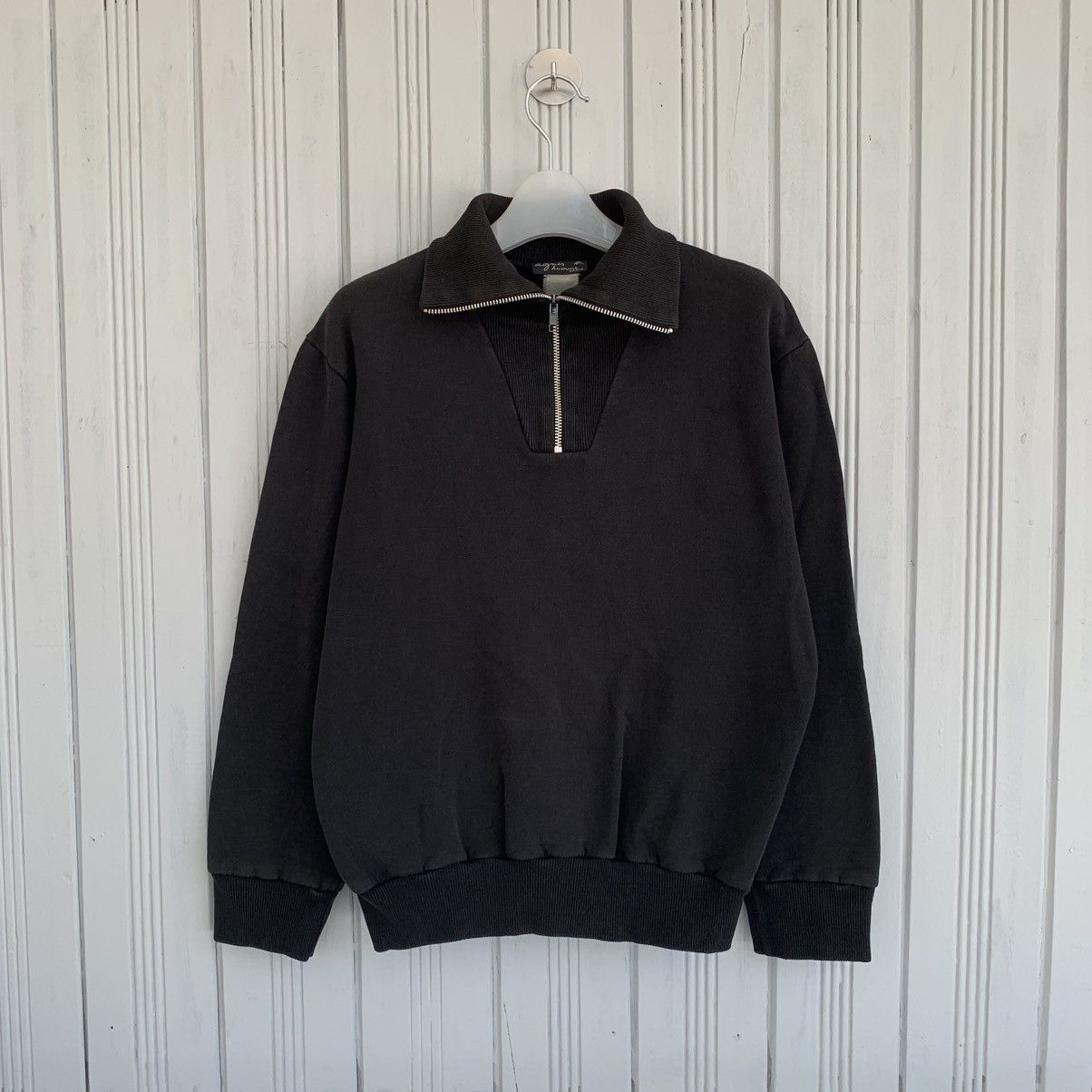 agnes b. Agnes B Half Zip Ribbed Collar Sweatshirt Size S / US 4 / IT 40 - 1 Thumbnail