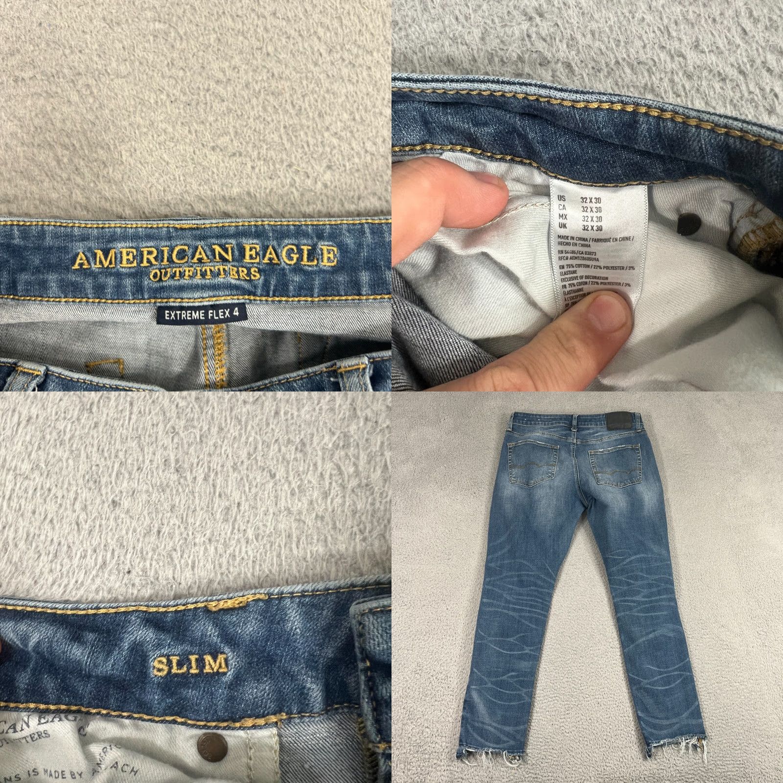 American Eagle Outfitters American Eagle Jeans Mens 32X30 Blue Distressed Actual Slim Flex 4 Size US 32 / EU 48 - 8 Thumbnail