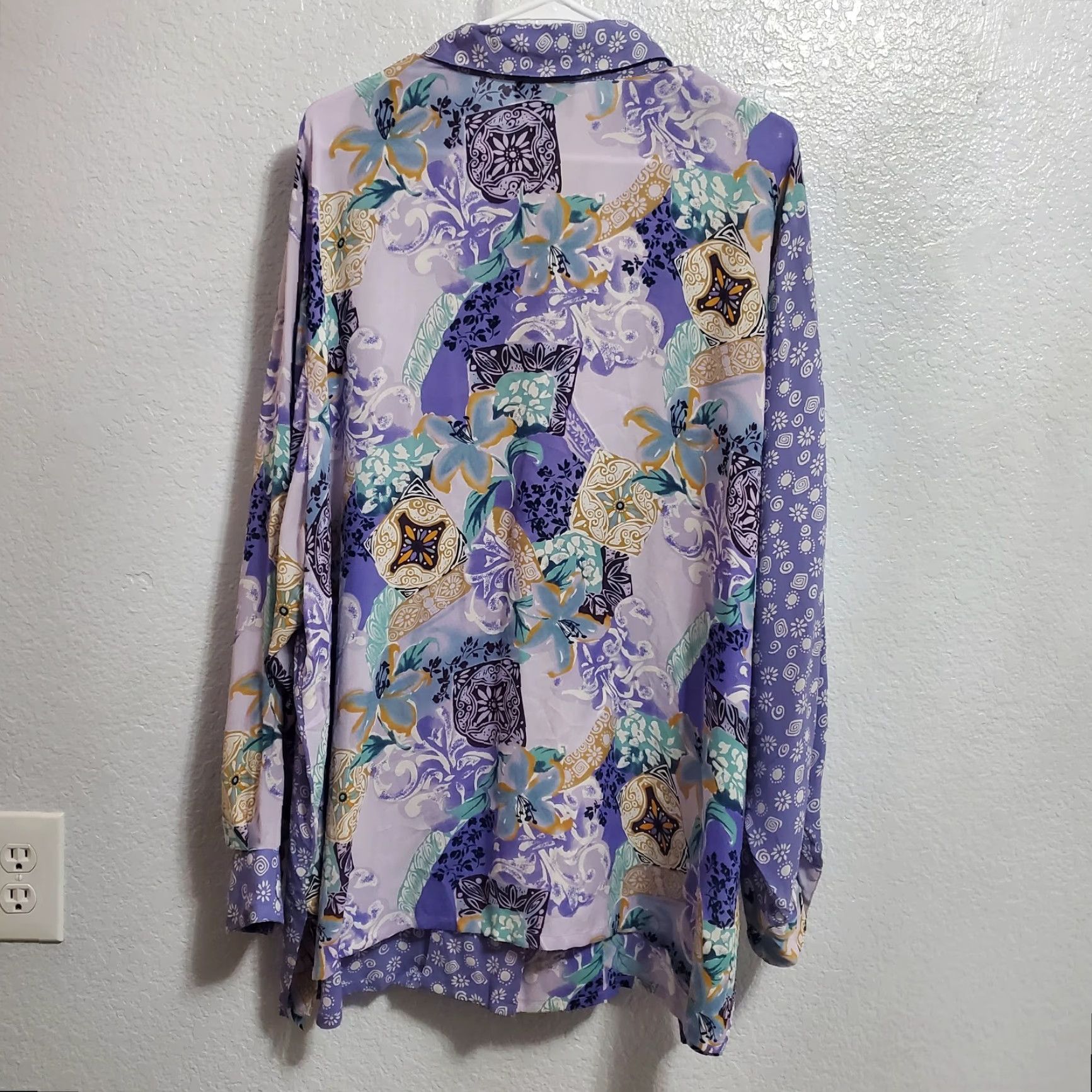 Vintage VINTAGE Koos Of Course Top Women 3X Purple Floral Mixed Print Silk Button Up Cottagecore Boho Shirt Women Mens? Size XXL / US 16-18 / IT 52-54 - 2 Thumbnail
