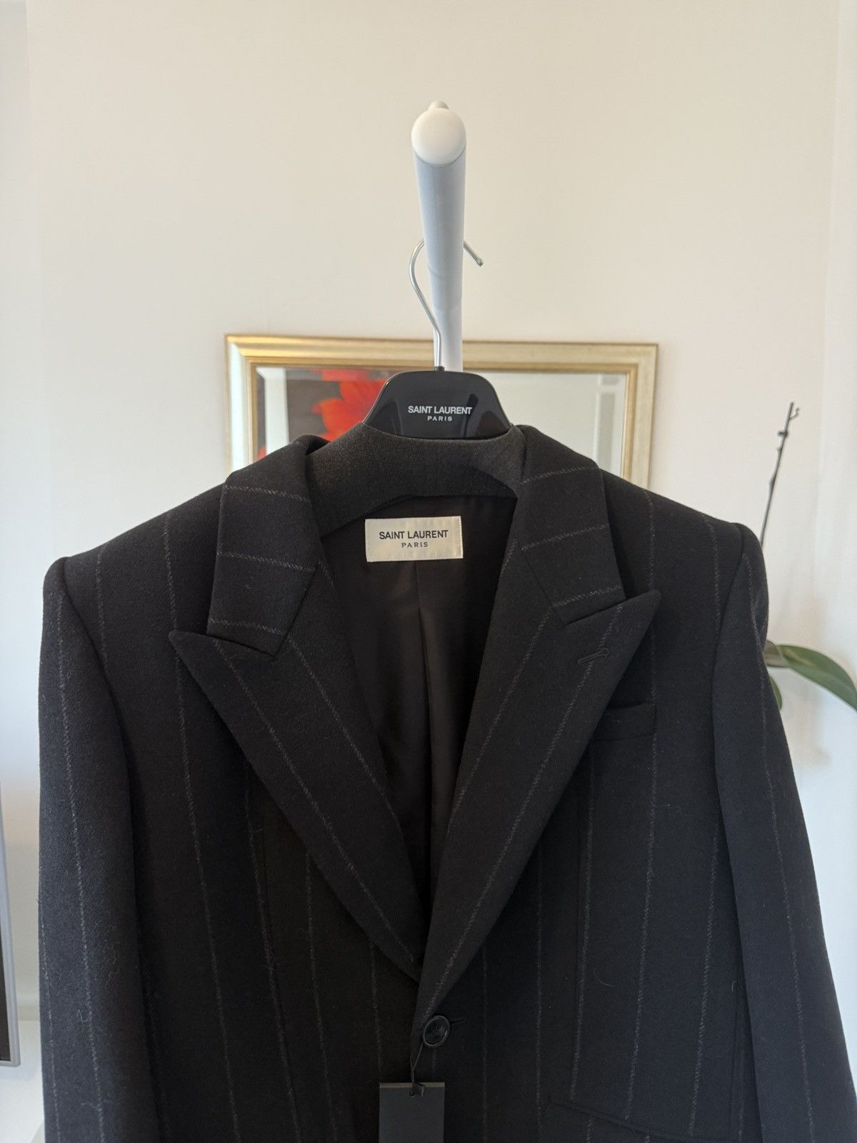 Saint Laurent Paris FW23 Saint Laurent Striped Felt and Wool Tailored Coat Size US L / EU 52-54 / 3 - 8 Thumbnail