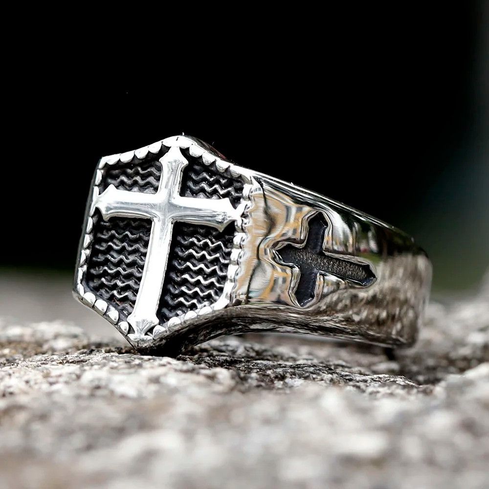 Jewelry Cross Ring Streetwear Jewelry Fashion Gift Size ONE SIZE - 4 Thumbnail
