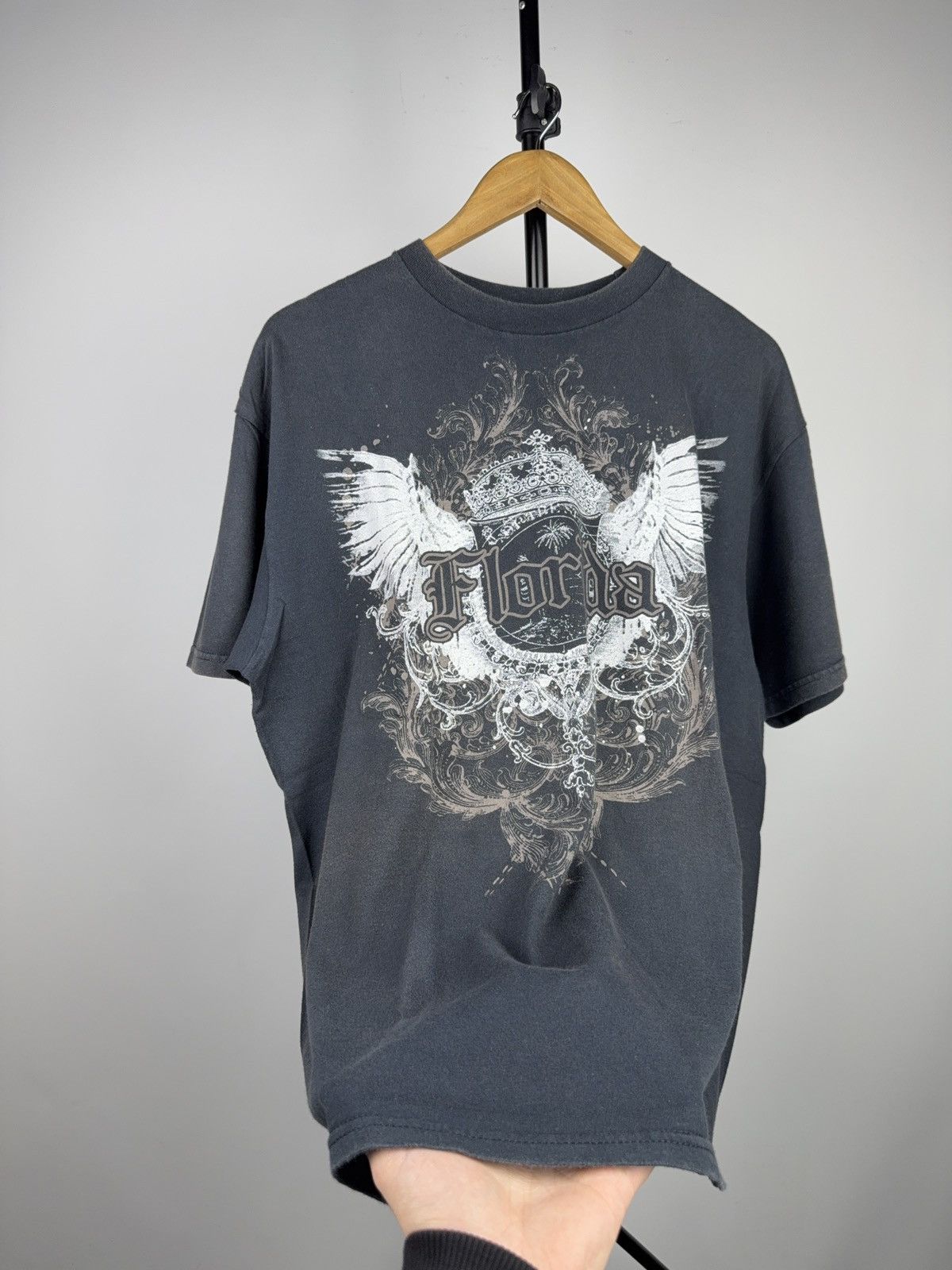 Vintage 00s Florida Biker Rock Gothic Wings Graphic Tee Y2K Style Size US L / EU 52-54 / 3 - 5 Thumbnail