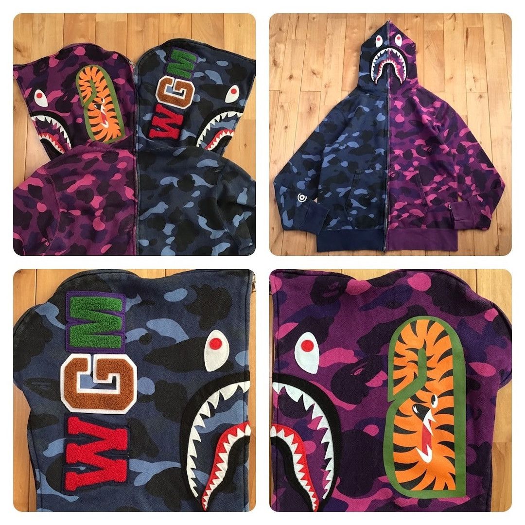 Bape BAPE Purple camo x Blue camo separate shark full zip hoodie Size US XL / EU 56 / 4 - 1 Thumbnail