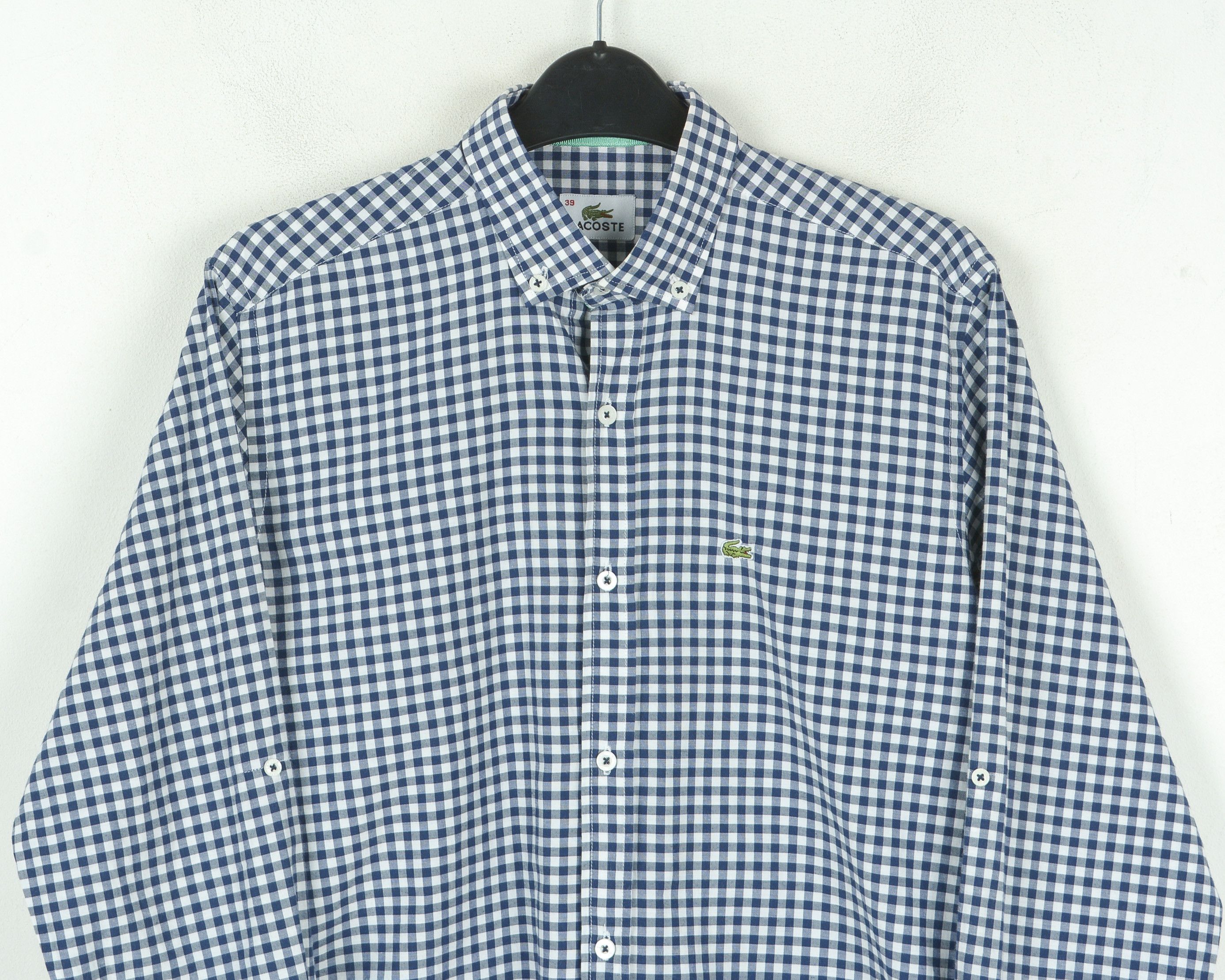 Lacoste Button Up Shirt Long 39 Size 15 1/2" Sleeve Check Plaid M S Size US S / EU 44-46 / 1 - 2 Thumbnail