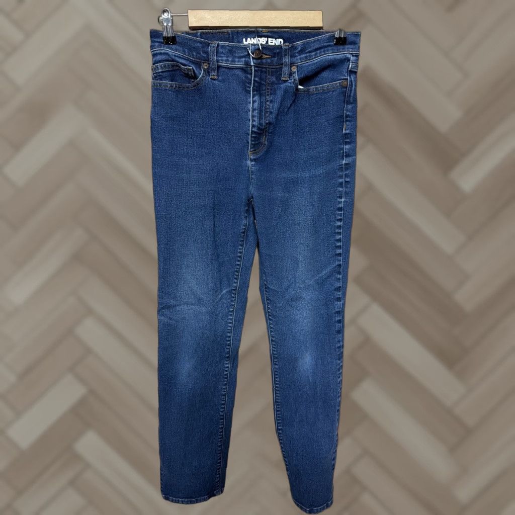 Lands' End Lands' End Jeans Women Sz 8 Tall Recover Mid Rise Straight Leg Port Indigo Wash Jeans Size 30" / US 8 / IT 44 - 1 Thumbnail