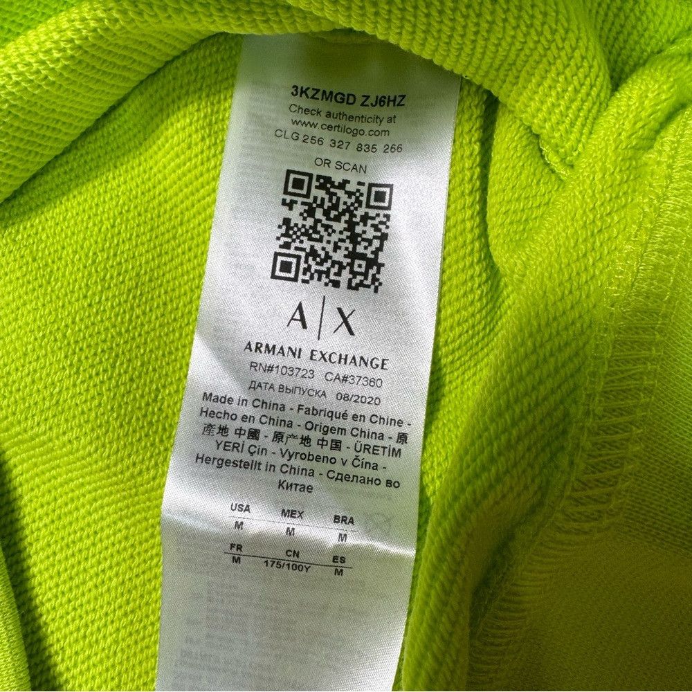 Armani Exchange NWT New ARMANI EXCHANGE Logo Stripes Neon Yellow Sweatshirt Size US M / EU 48-50 / 2 - 9 Thumbnail