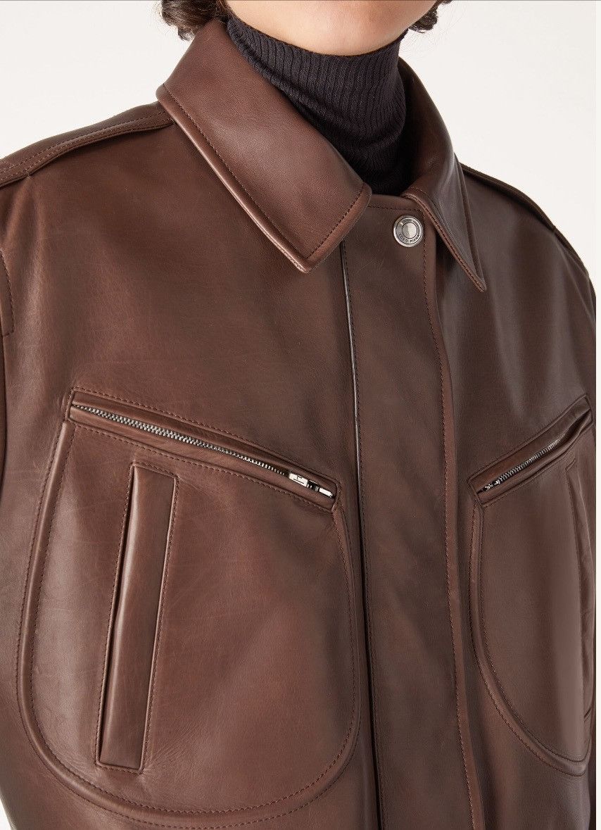 Loro Piana o1srvl11e0825 FAN3547 Cropped Leather Bomber Jacket in Brown Size S / US 4 / IT 40 - 7 Thumbnail
