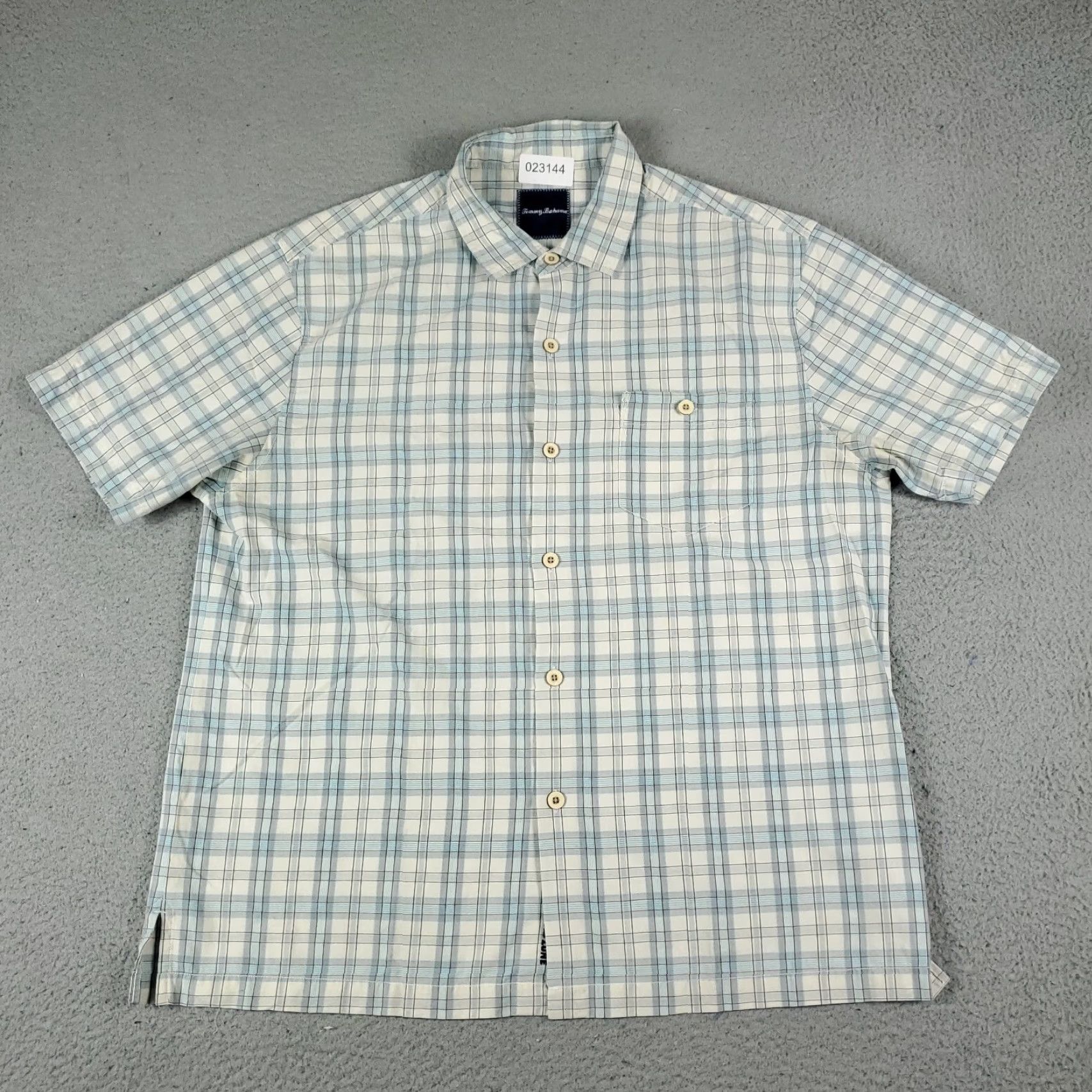 Tommy Bahama Tommy Bahama Shirt Mens Large Blue Plaid Silk Cotton Button Up Short Sleeve S... Size US L / EU 52-54 / 3 - 2 Thumbnail