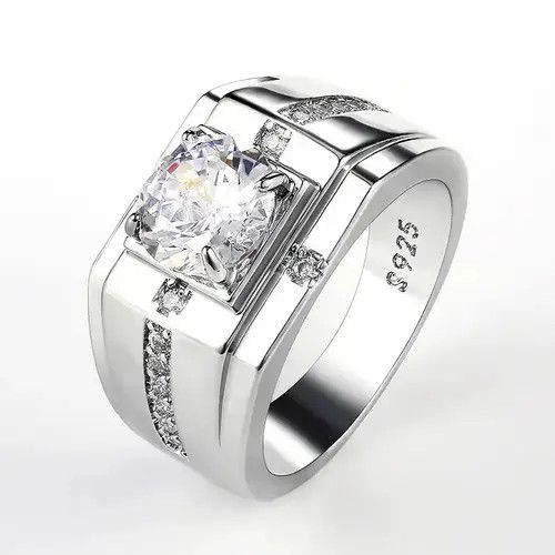 Blkbvr Luxury Silver Color Round Cubic Zircon Rings Size ONE SIZE - 4 Thumbnail