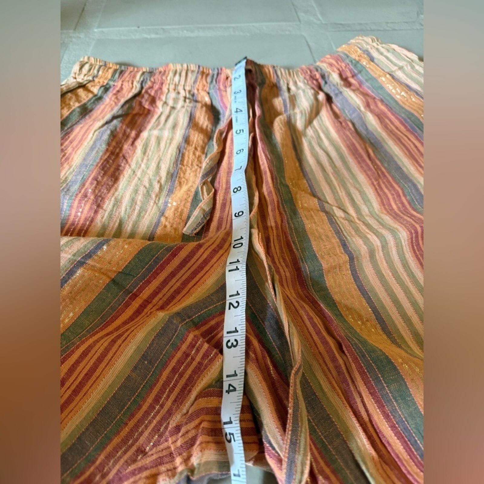 Other Vintage Russ Sport Co Striped Wide Leg Pants L Boho Metallic Size 36" / US 14 / IT 50 - 9 Thumbnail
