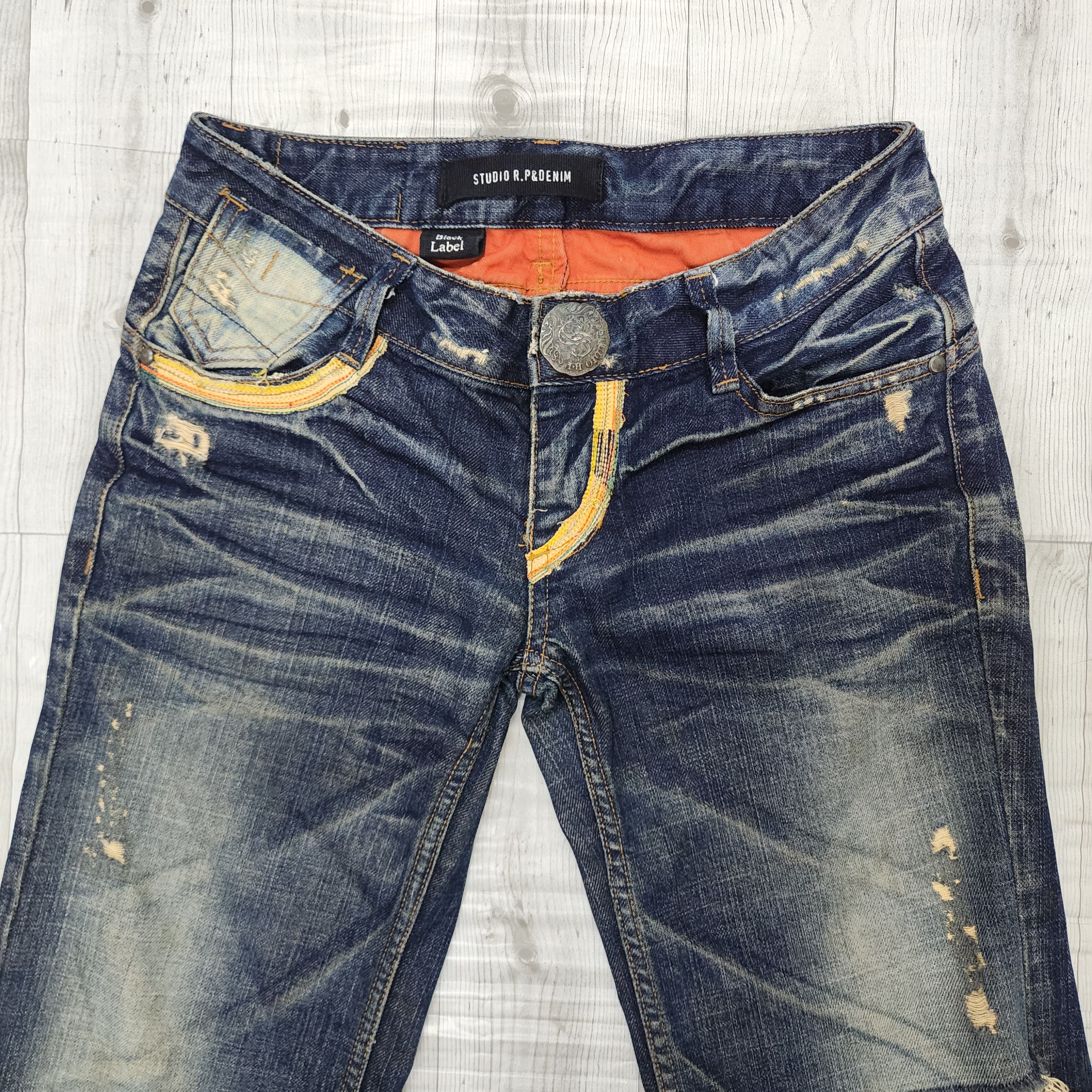 Denim & Co. × Japanese Brand Flared Denim & Co Red Pepper Thrashed Jeans Size US 28 / EU 44 - 7 Thumbnail