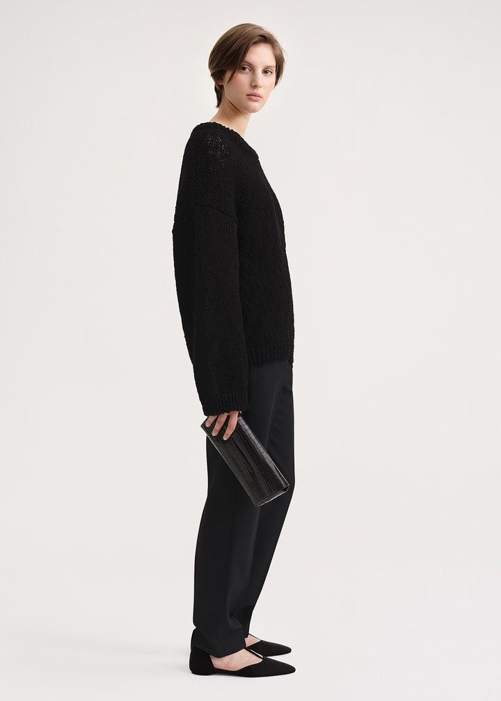 Toteme o1mle0525 Textured Cotton Sweater in Black Size M / US 6-8 / IT 42-44 - 3 Thumbnail