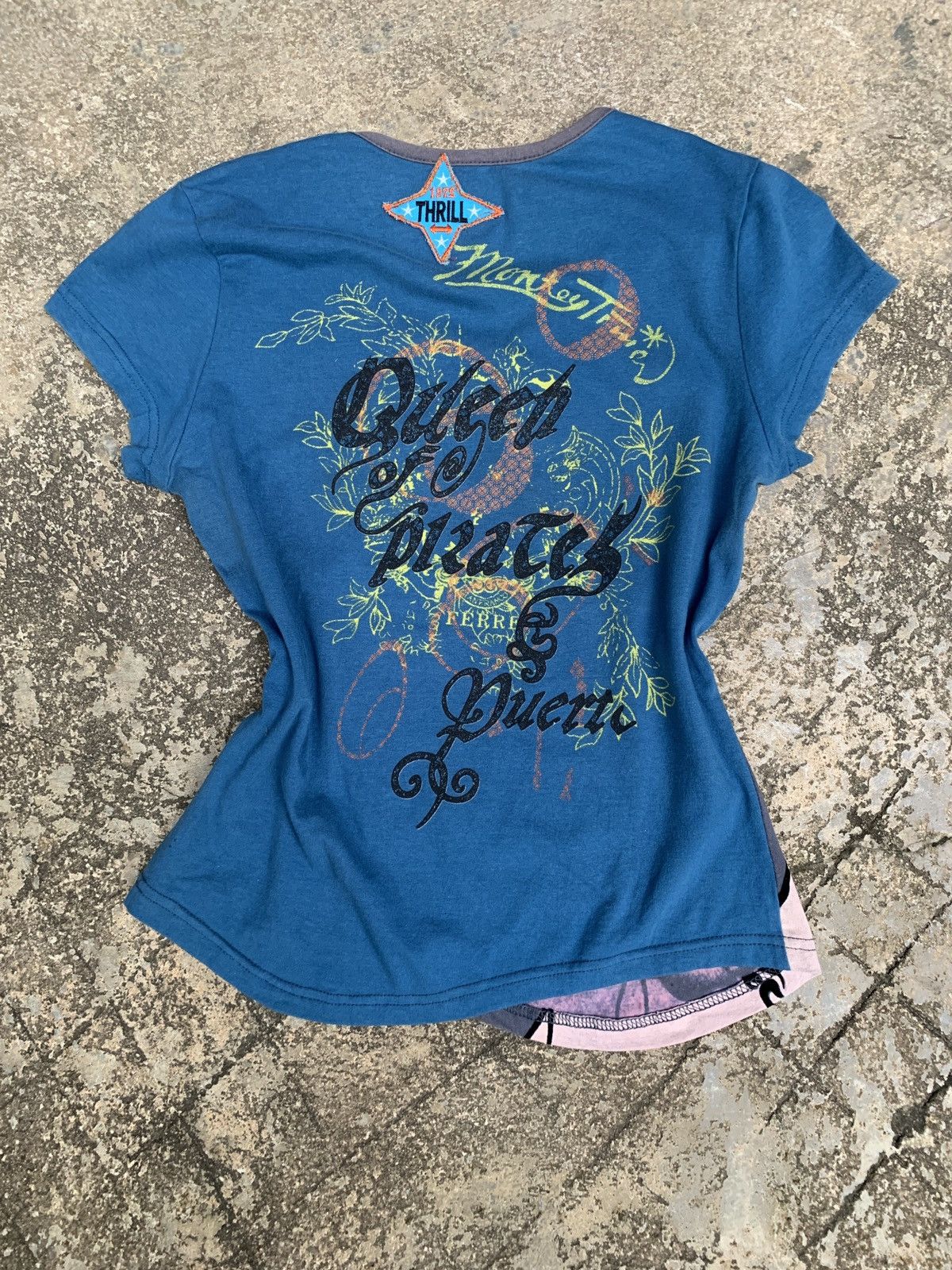 Custo Barcelona y2k Cardanro Velvet Print Girl Art Graphic Top Size M / US 6-8 / IT 42-44 - 2 Thumbnail