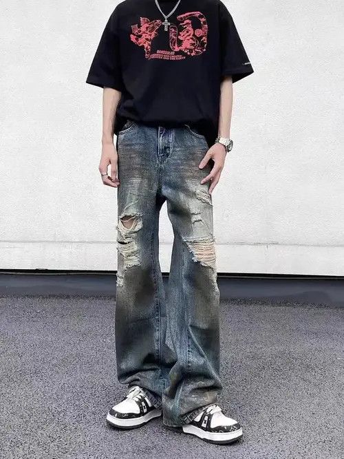 Jean High street wasteland style ripped tie-dye baggy jeans Size US 30 / EU 46 - 2 Thumbnail