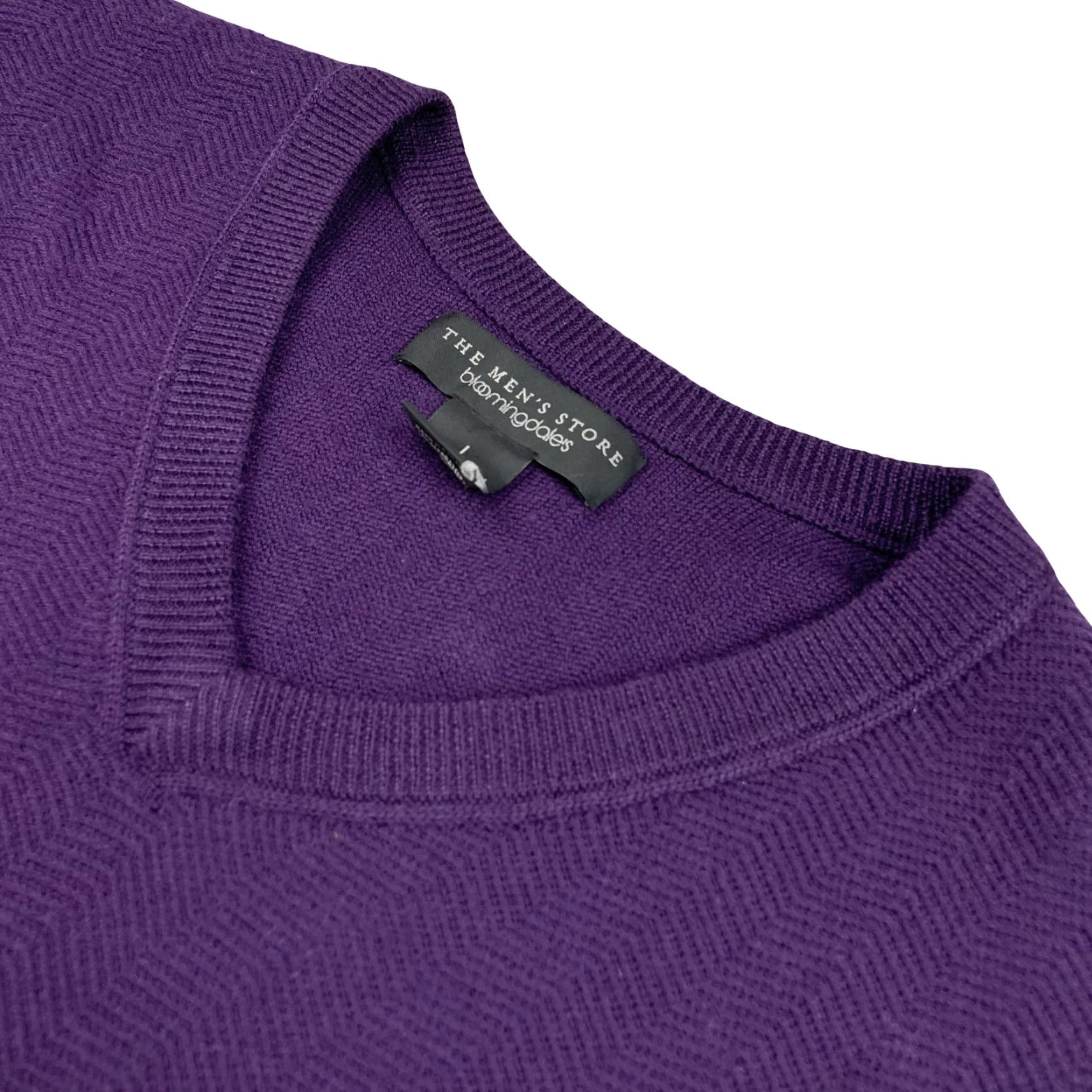 Bloomingdale's Bloomingdales Men's Sweater Large Purple 100% Wool V-Neck Pullover Size US L / EU 52-54 / 3 - 2 Thumbnail