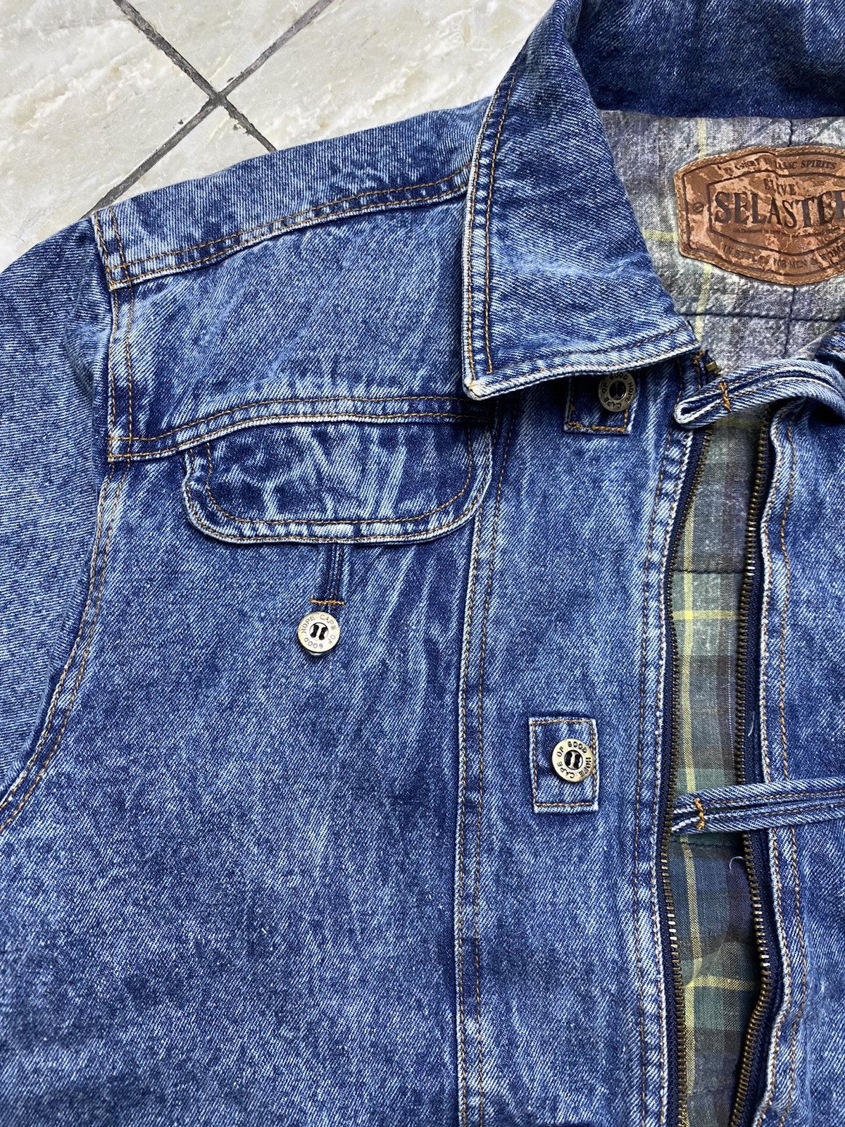 Vintage Selaster Vintage Denim Bomber Jacket Pit22 Size US L / EU 52-54 / 3 - 9 Thumbnail