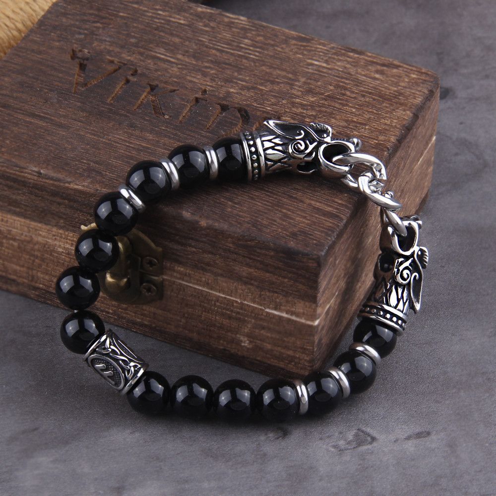 Other Goth Dragon Head Viking Rune Bracelet Size ONE SIZE - 2 Thumbnail