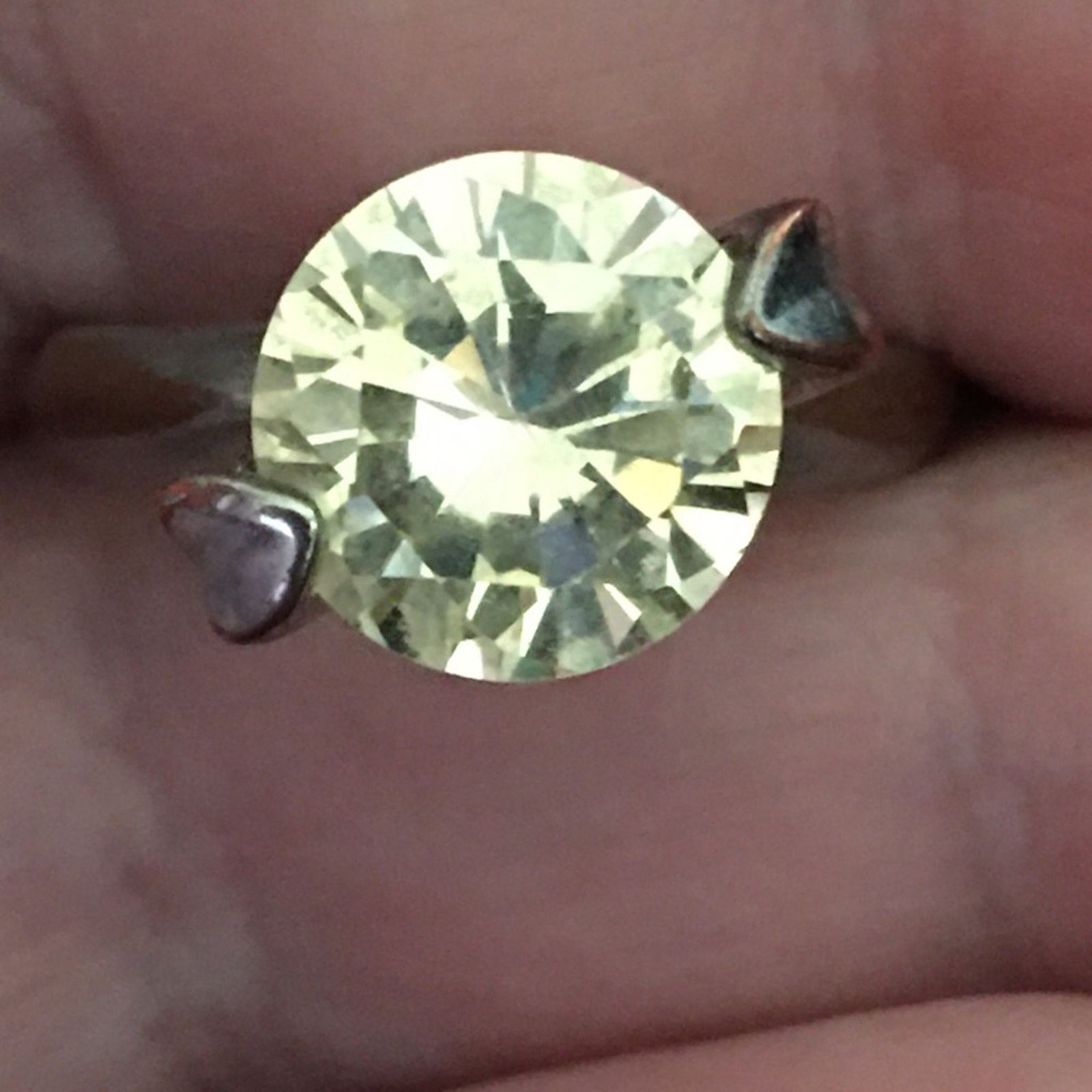 Vintage Vintage 12mm 6 ct lemon cz ring heart setting Size ONE SIZE - 3 Thumbnail