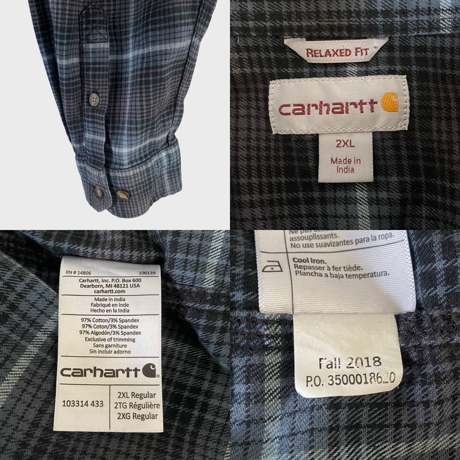 Carhartt VINTAGE Carhartt Hamilton Plaid Shirt Blue 2XL Long Sleeve Button-Down Workwear Mens Size US XXL / EU 58 / 5 - 8 Thumbnail