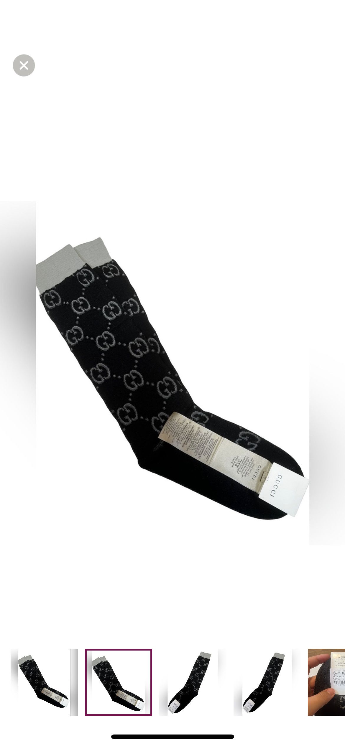 NWT Gucci Logo Polyamide Socks in Black Dark Grey Size M