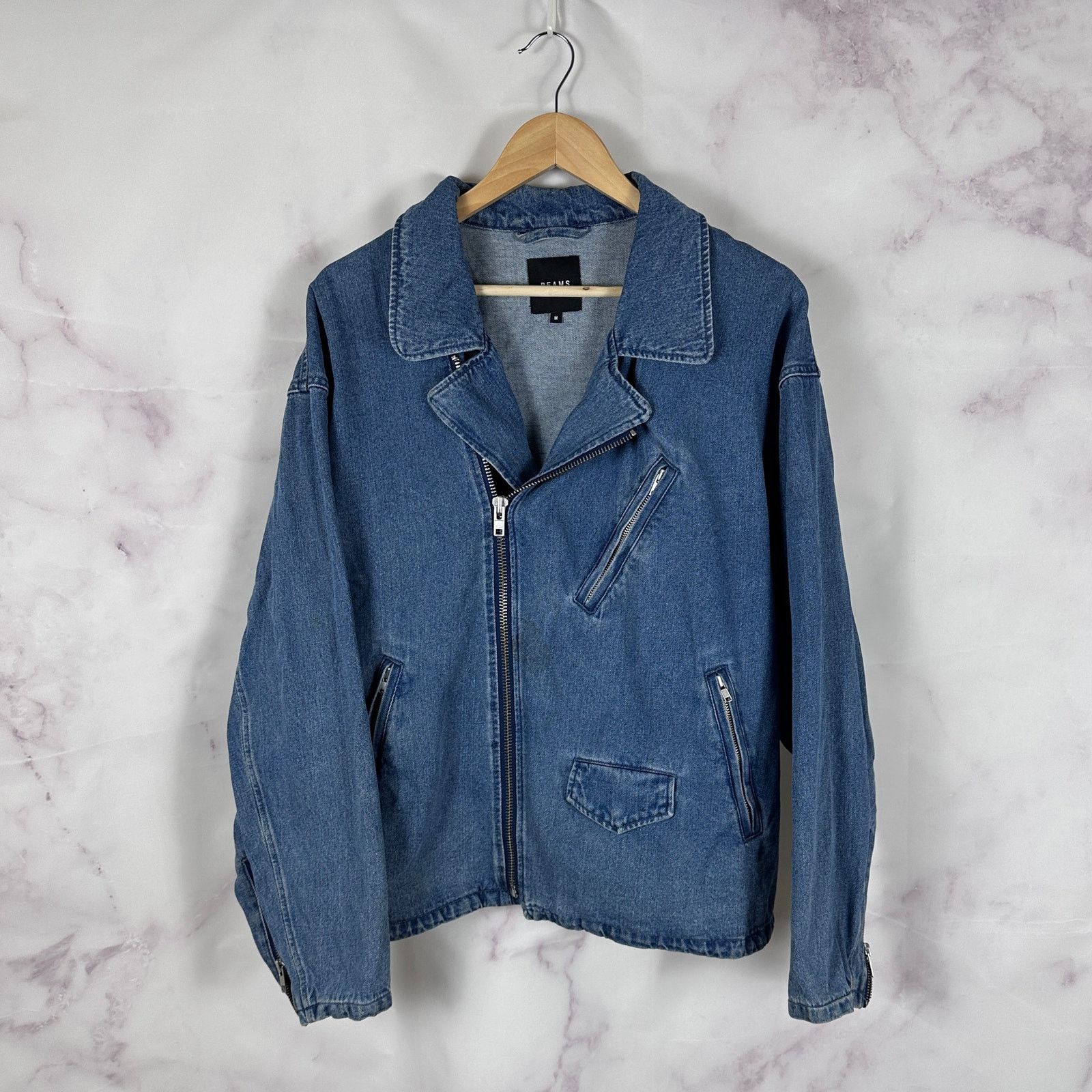 Beams Japan Light Wash Moto Denim Jacket Size US M / EU 48-50 / 2 - 1 Thumbnail